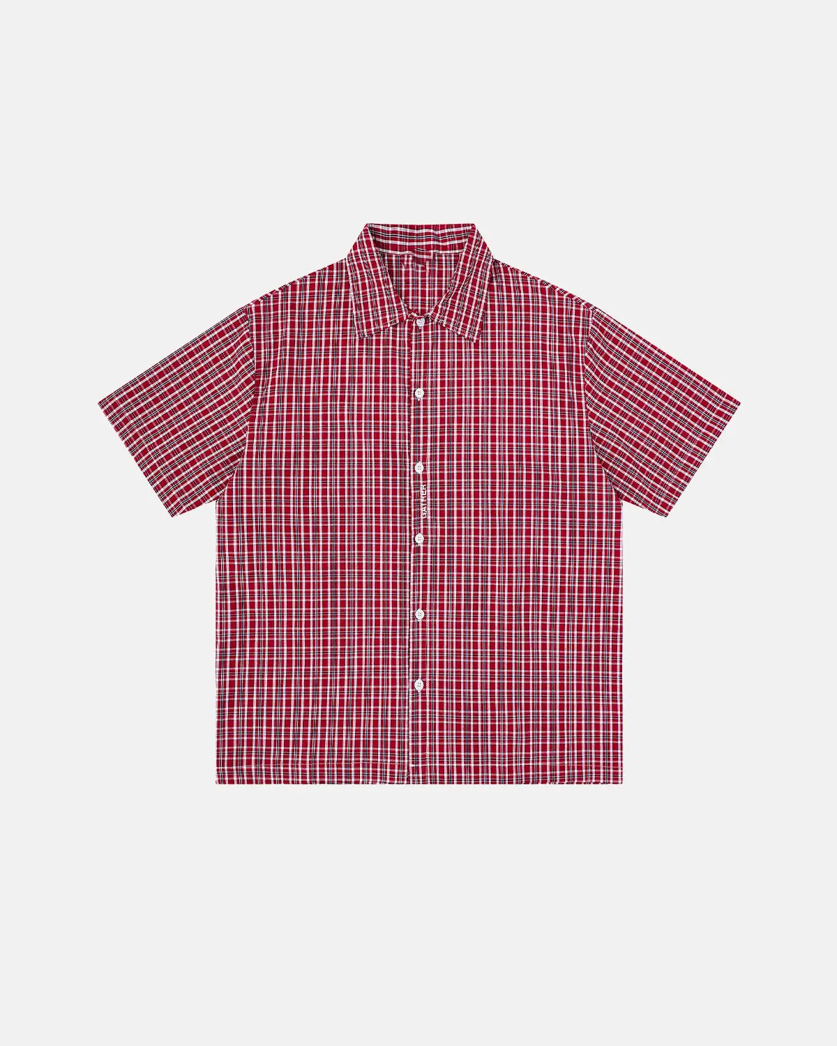 Plaid Script Embroidered Short-Sleeve Shirt | Inflation Streetwear - Image 11