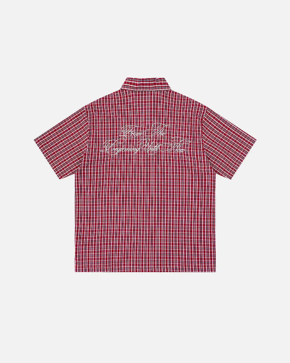 Plaid Script Embroidered Short-Sleeve Shirt | Inflation Streetwear - Image 12