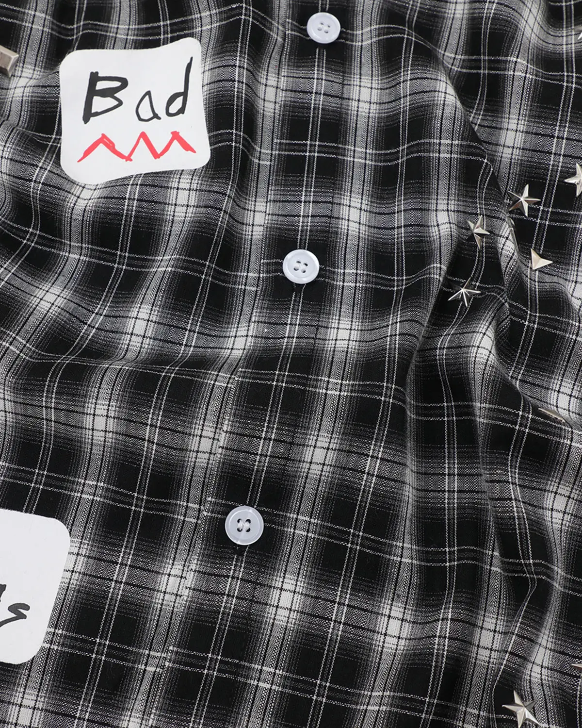Plaid Sticker Graphic Studded Shirt | Inflation Streetwear - Image 9