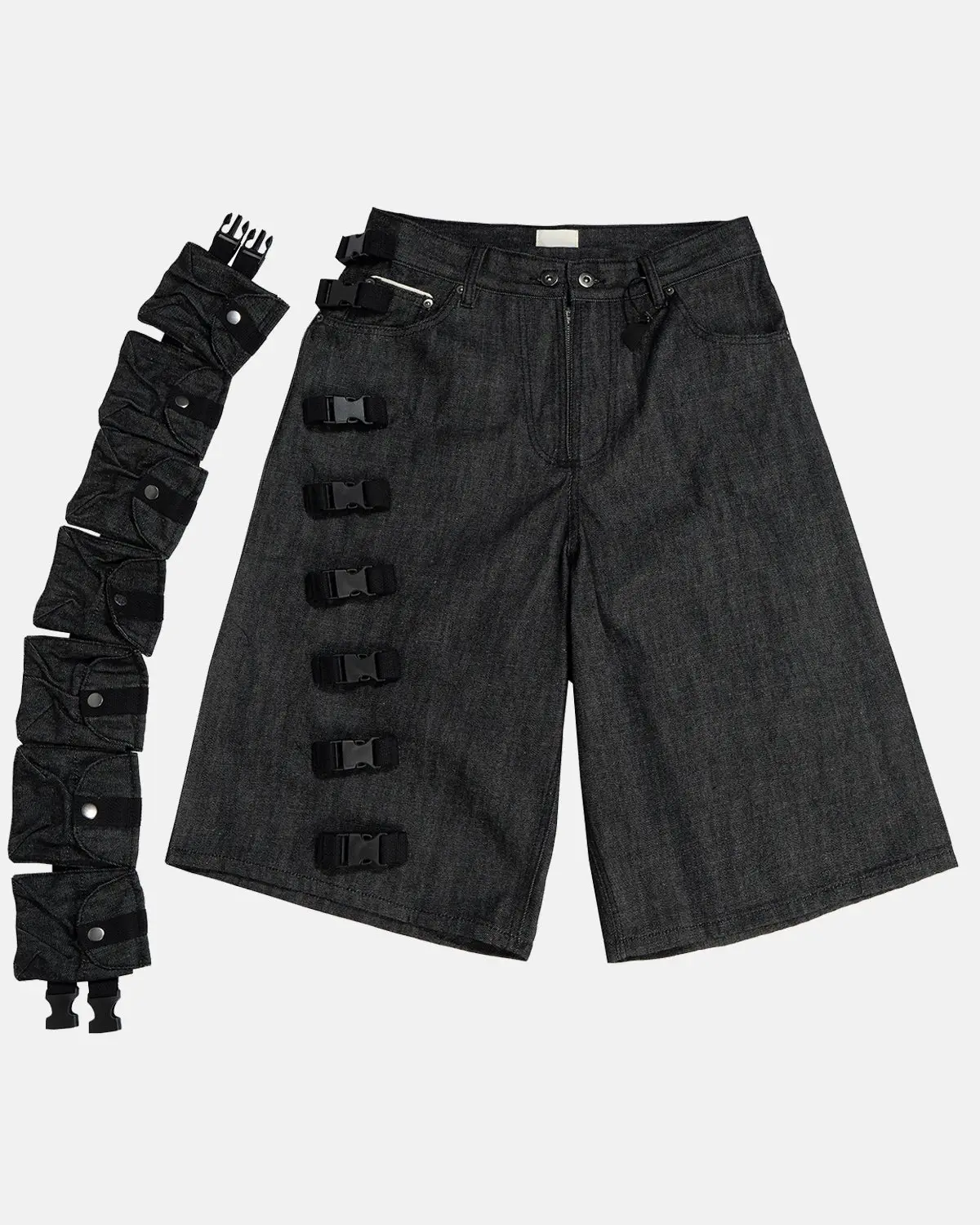 Raw Denim Tactical Cargo Jorts | Inflation Streetwear - Image 2