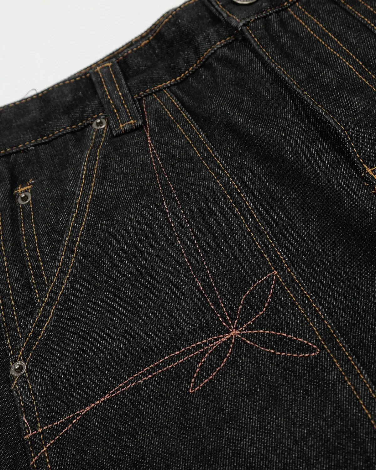 Raw Embroidery Baggy Jeans | Inflation Streetwear - Image 4
