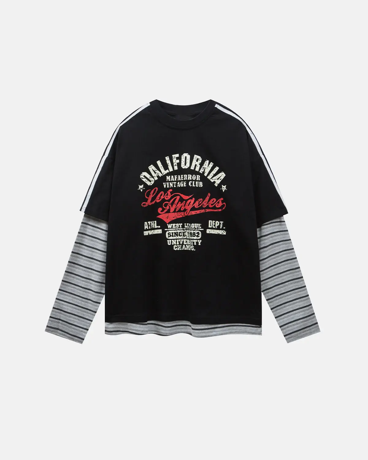 Retro Letter Print Layered Stripe T-Shirt | Inflation Streetwear - Image 3