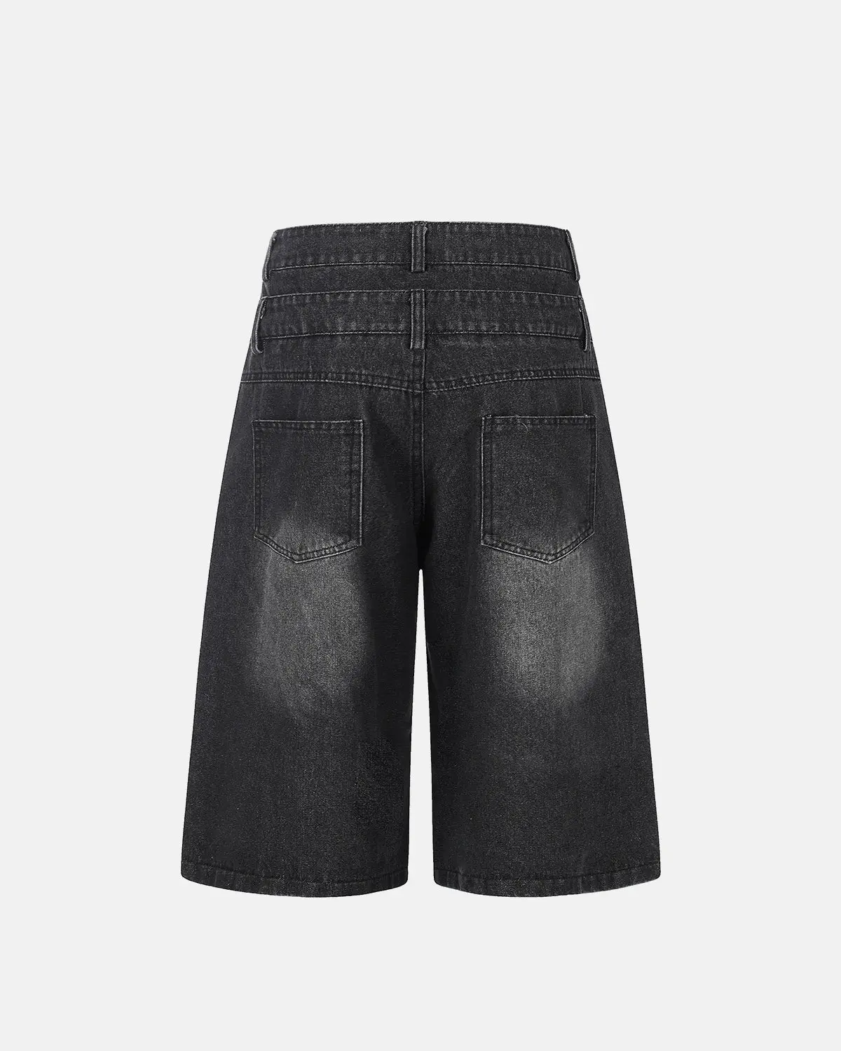 Rhinestone Cross Double Waist Denim Jorts | Inflation Streetwear - Image 4
