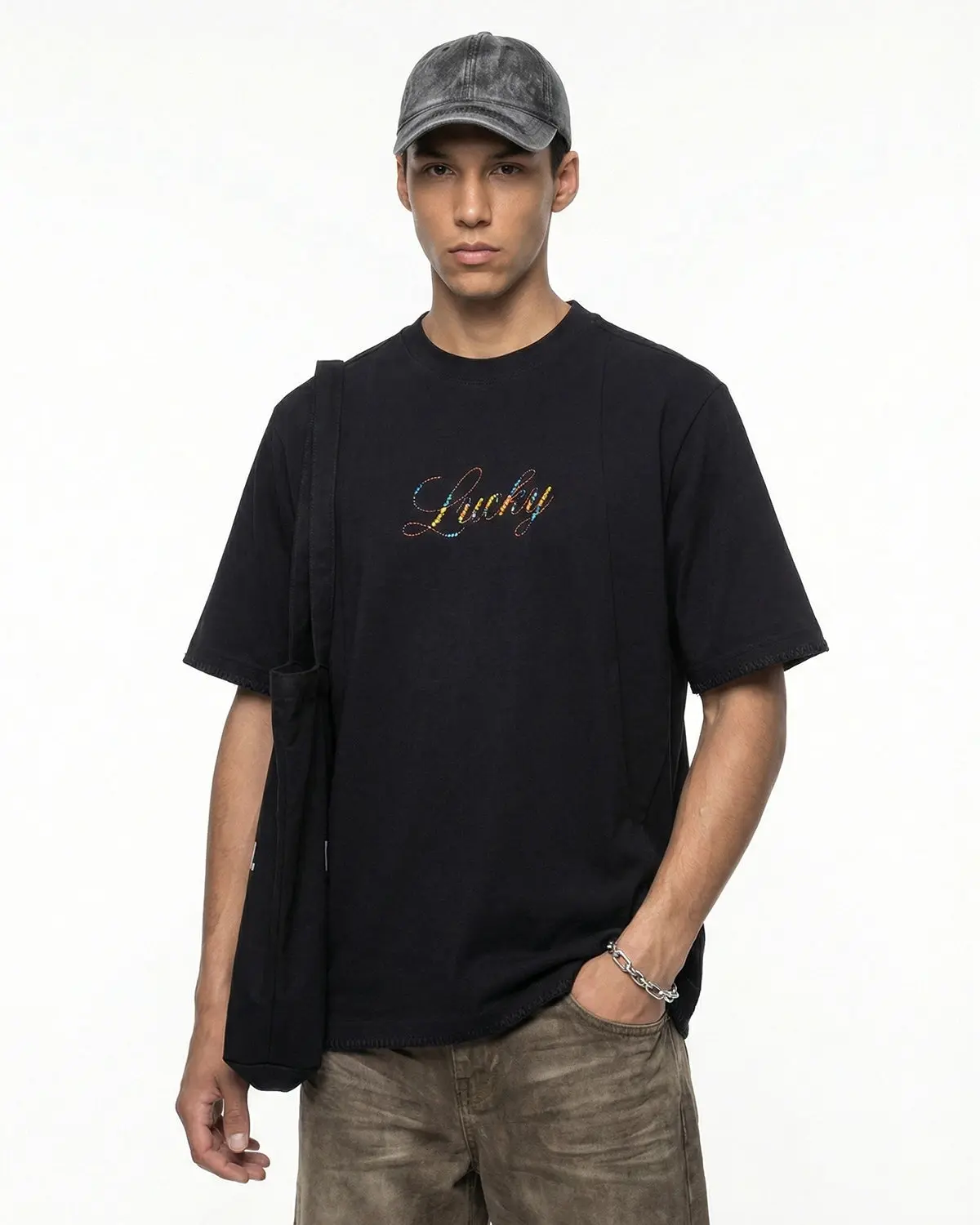 Rhinestone Lucky Graphic Oversized Tees | Inflation Streetwear - Image 3