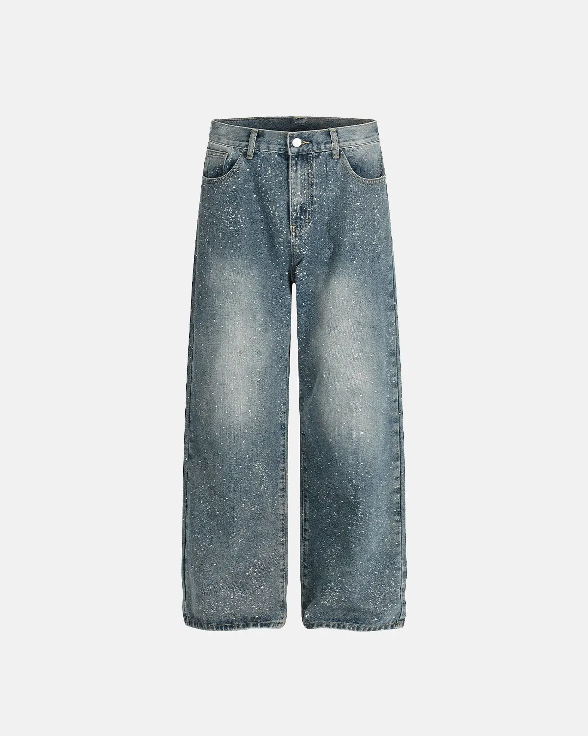 Rhinestone Straight Leg Denim Jeans | Inflation Streetwear