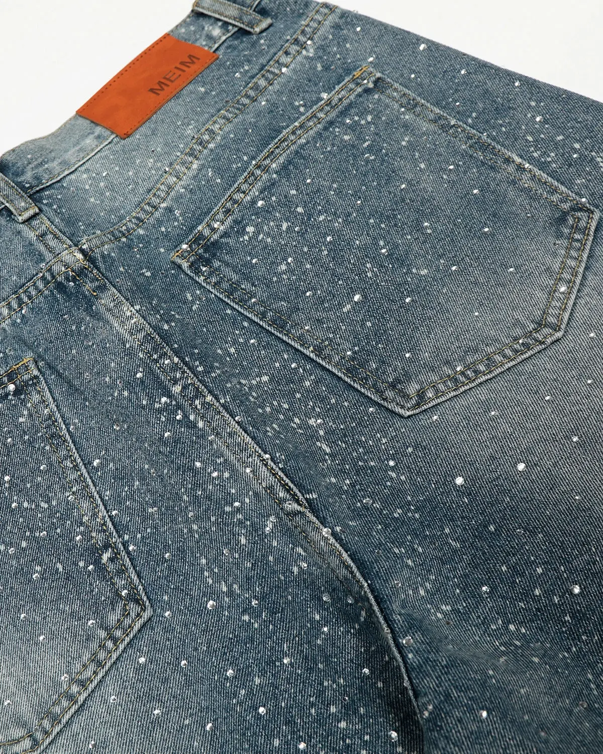 Rhinestone Straight Leg Denim Jeans | Inflation Streetwear - Image 6