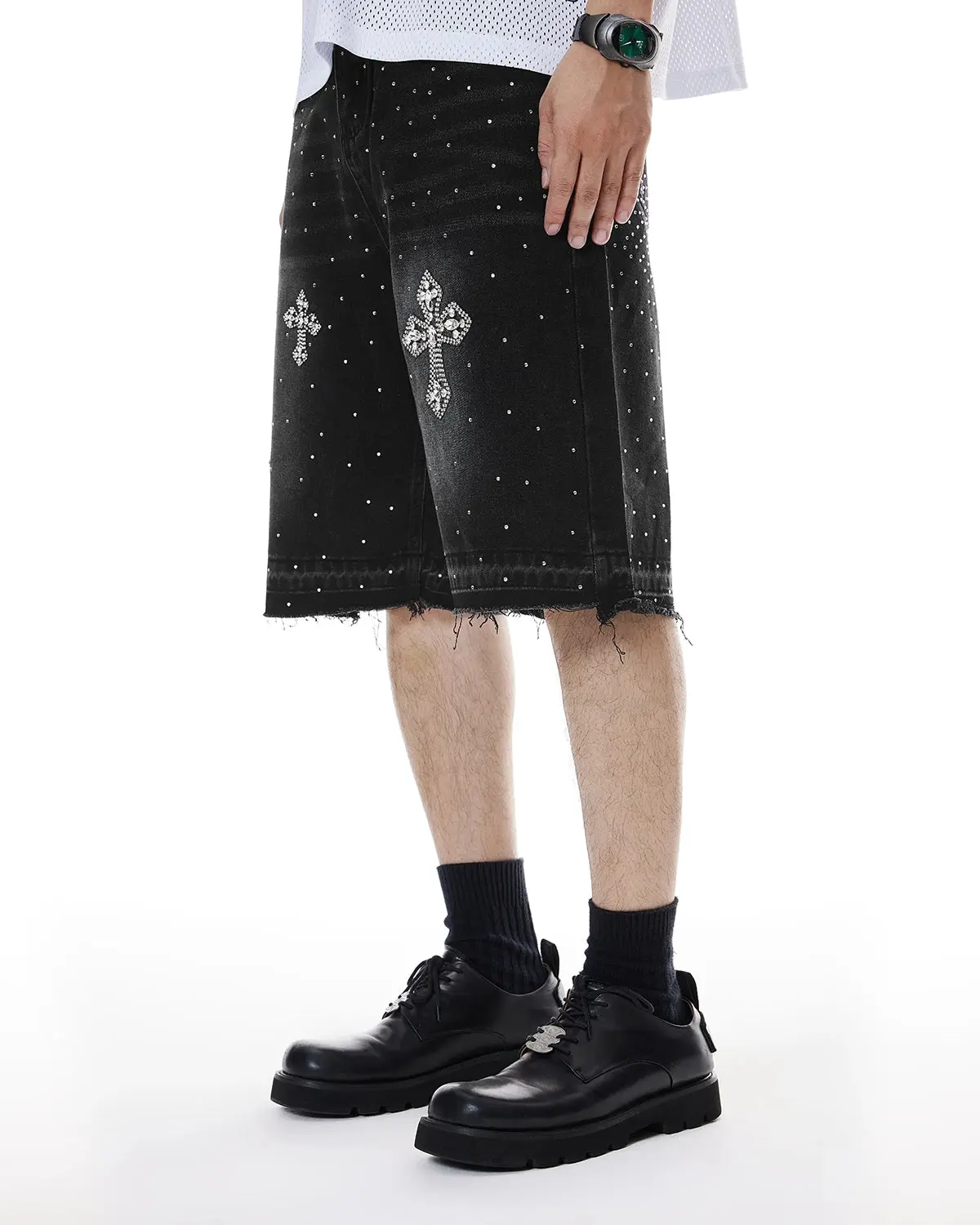 Rhinestone Straight Leg Jorts | Inflation Streetwear - Image 7