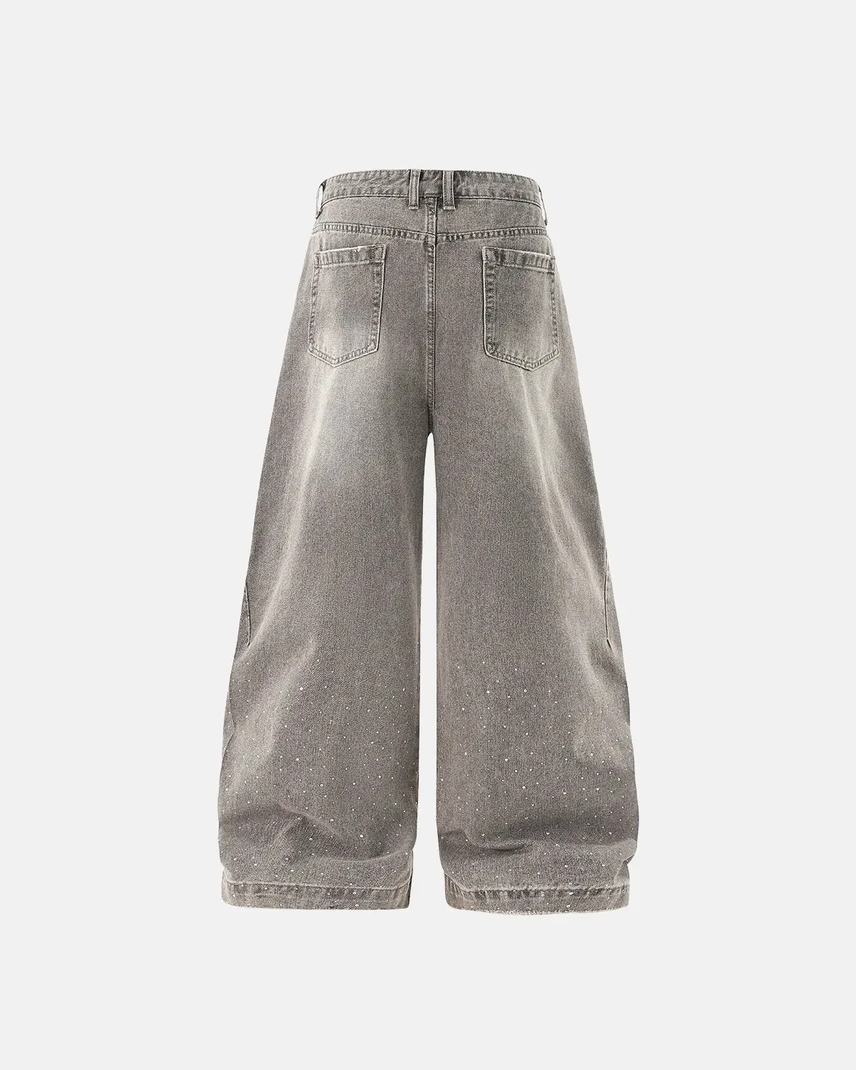 Rhinestone Washed Barrel Jeans| Inflation Streetwear - Image 3