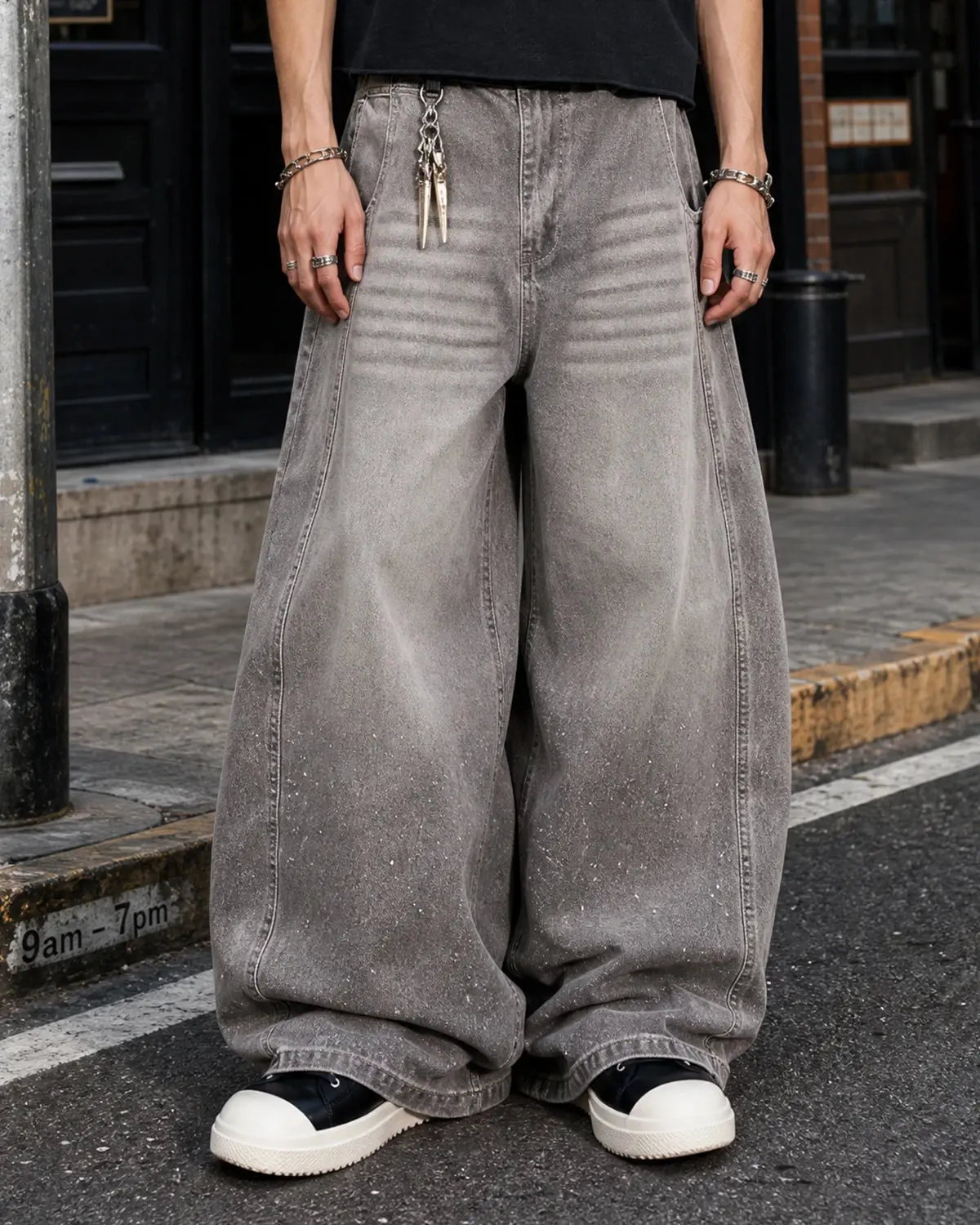 Rhinestone Washed Barrel Jeans| Inflation Streetwear - Image 7
