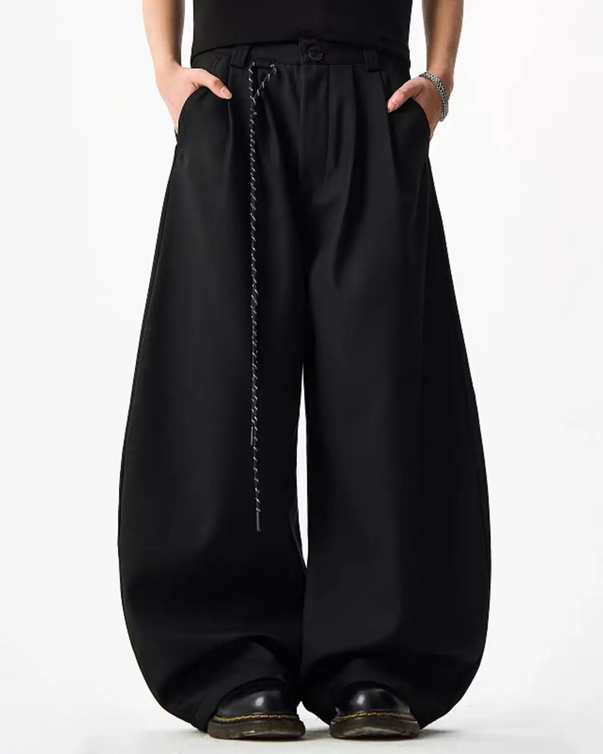 Rope Belt Wide Leg Tailored Pants | Inflation Streetwear - Image 4