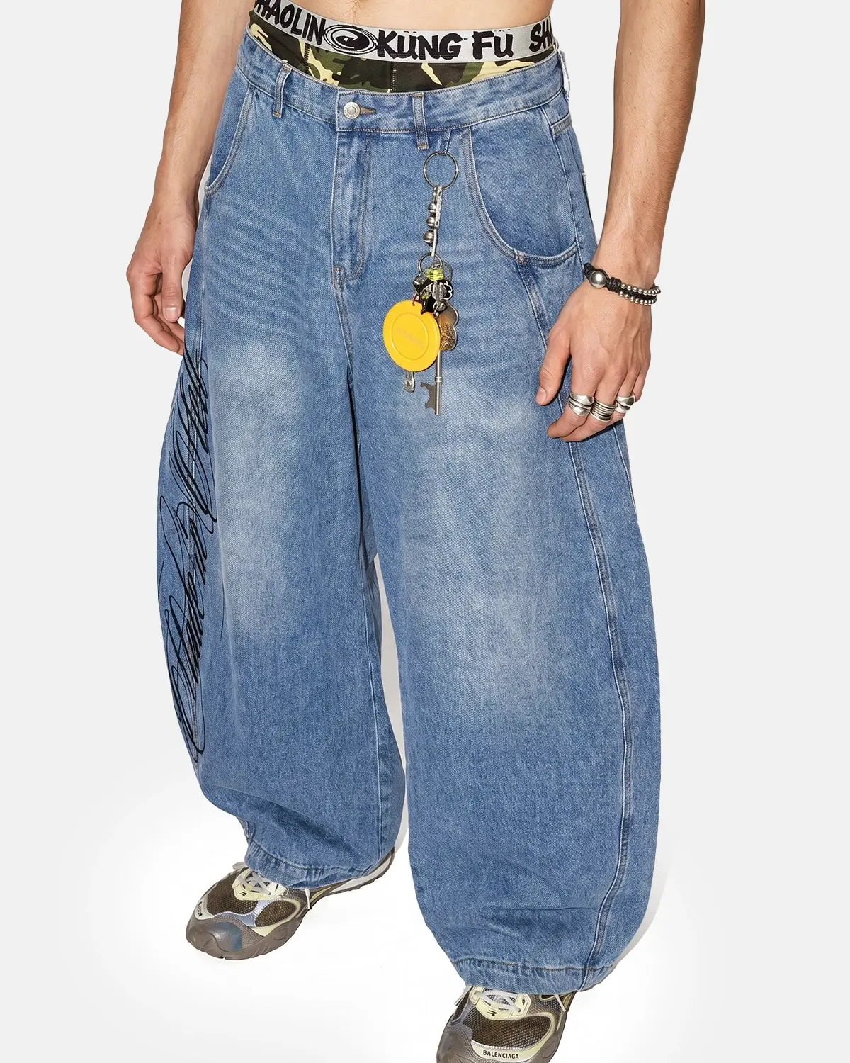 Script Graphic Barrel Jeans | Inflation Streetwear - Image 3