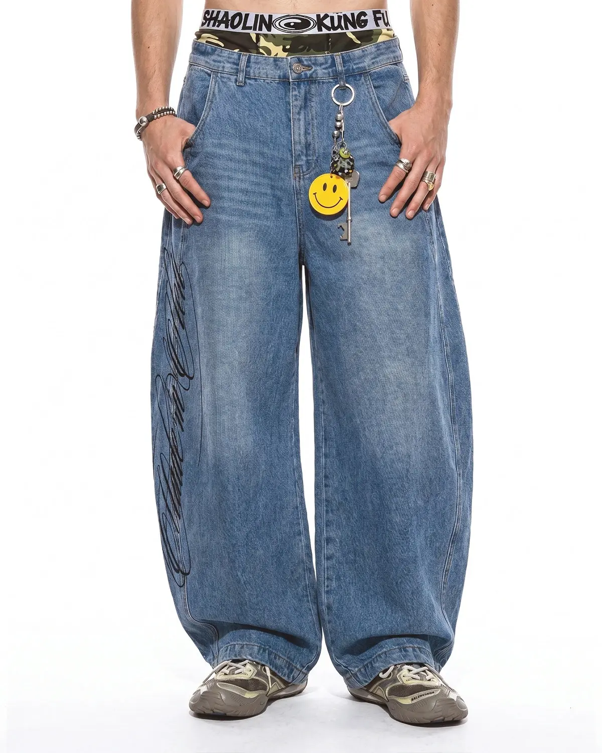 Script Graphic Barrel Jeans | Inflation Streetwear - Image 4