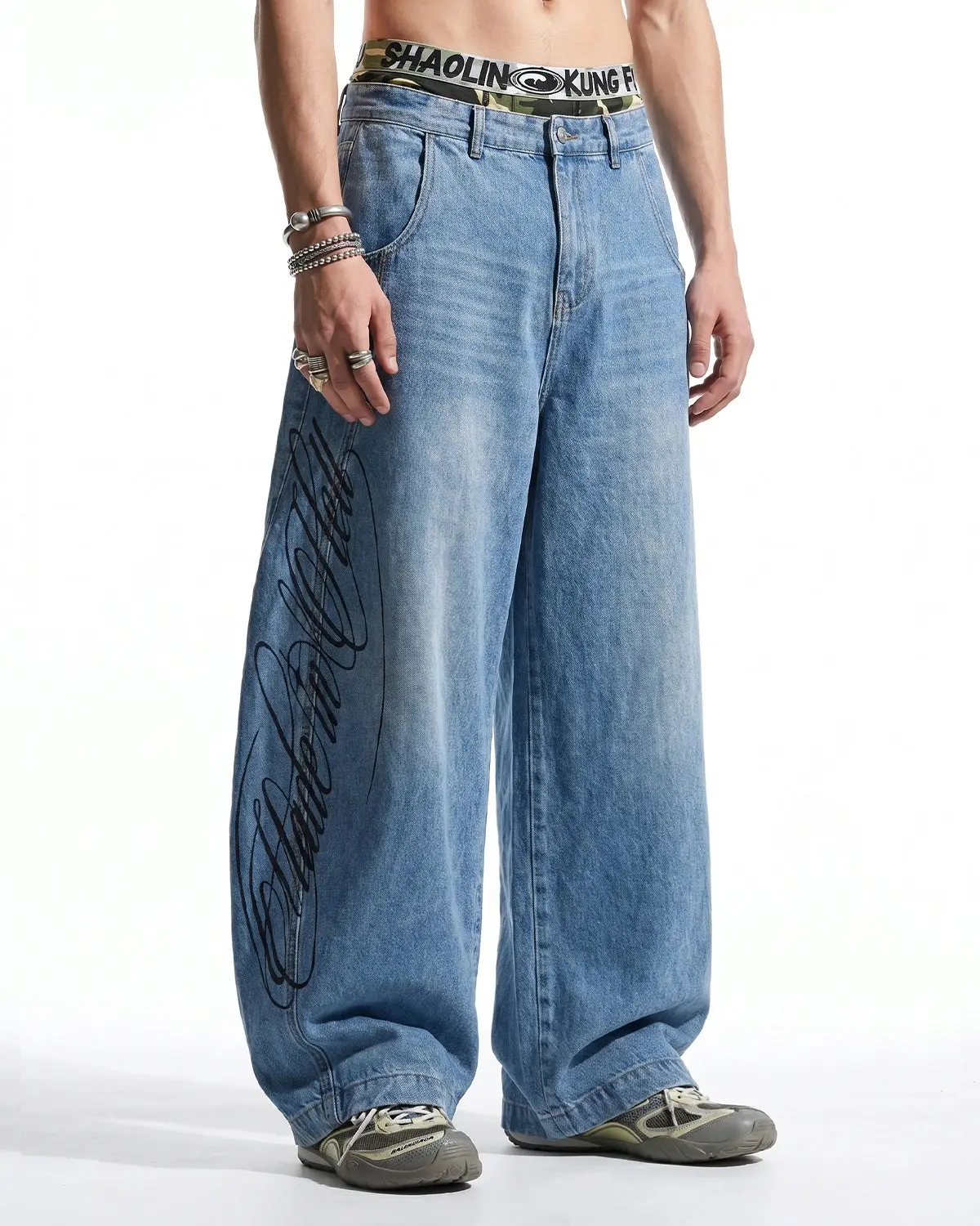 Script Graphic Barrel Jeans | Inflation Streetwear - Image 5