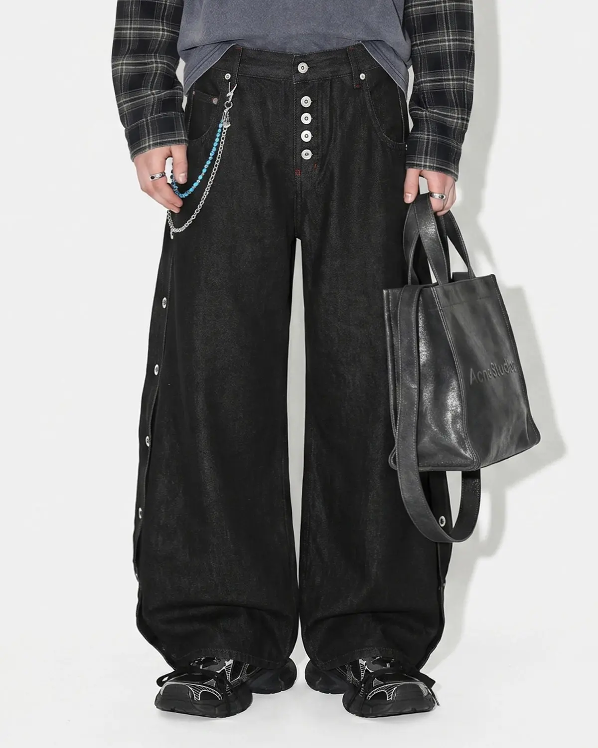 Side Eyelet Buttons Barrel Jeans | Inflation Streetwear - Image 5