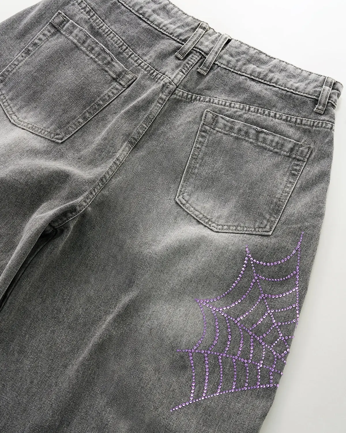 Spider Graphic Rhinestone Barrel Jeans | Inflation Streetewear - Image 10