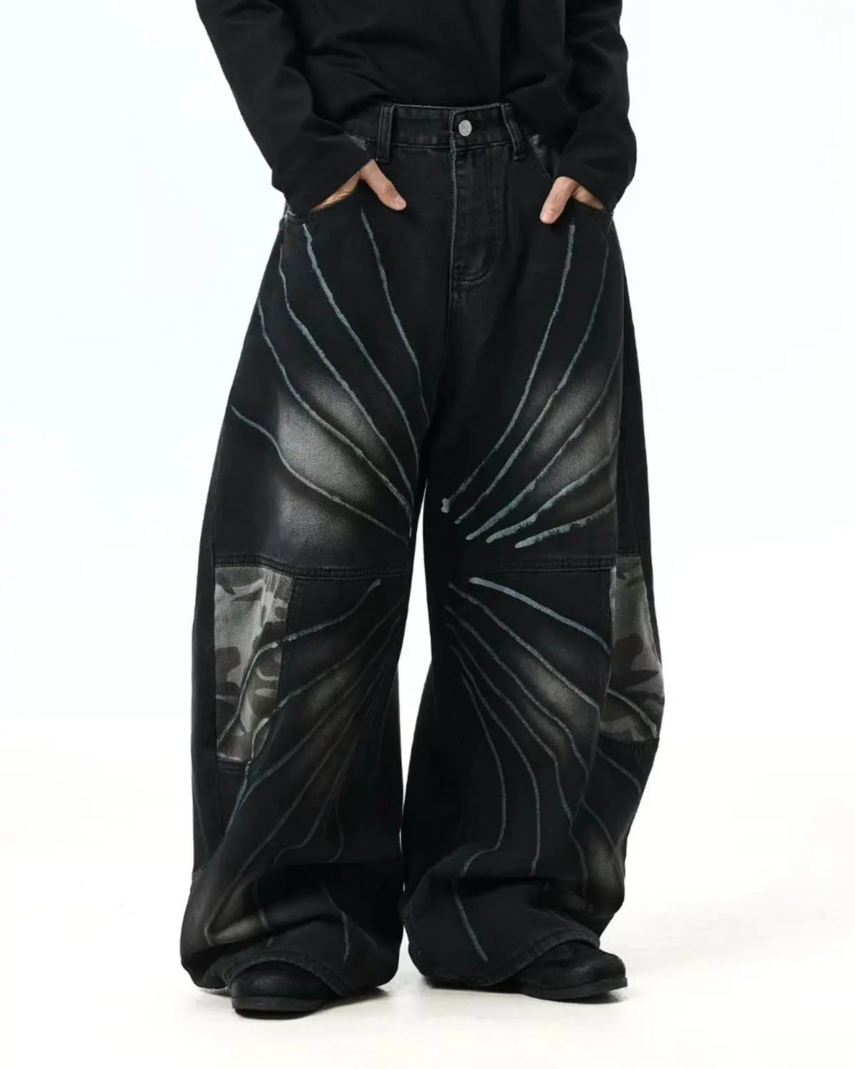 Spray Graphic Camo Barrel Jeans | Inflation Streetwear