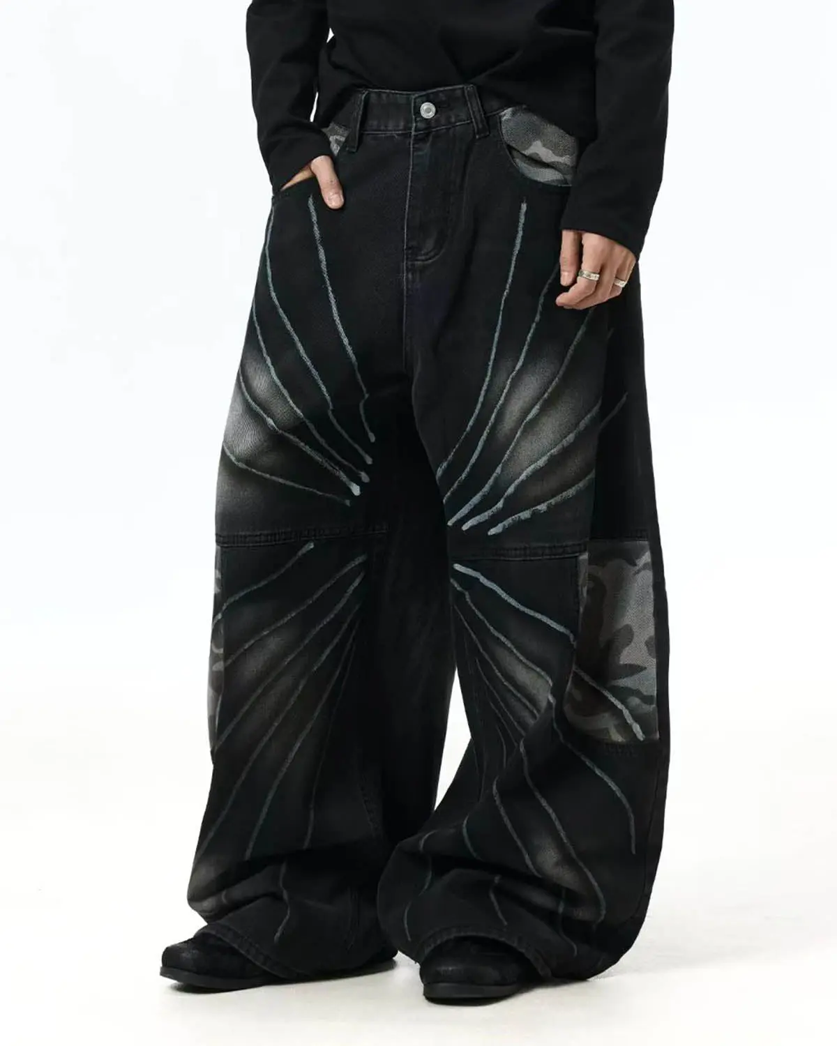 Spray Graphic Camo Barrel Jeans | Inflation Streetwear - Image 3
