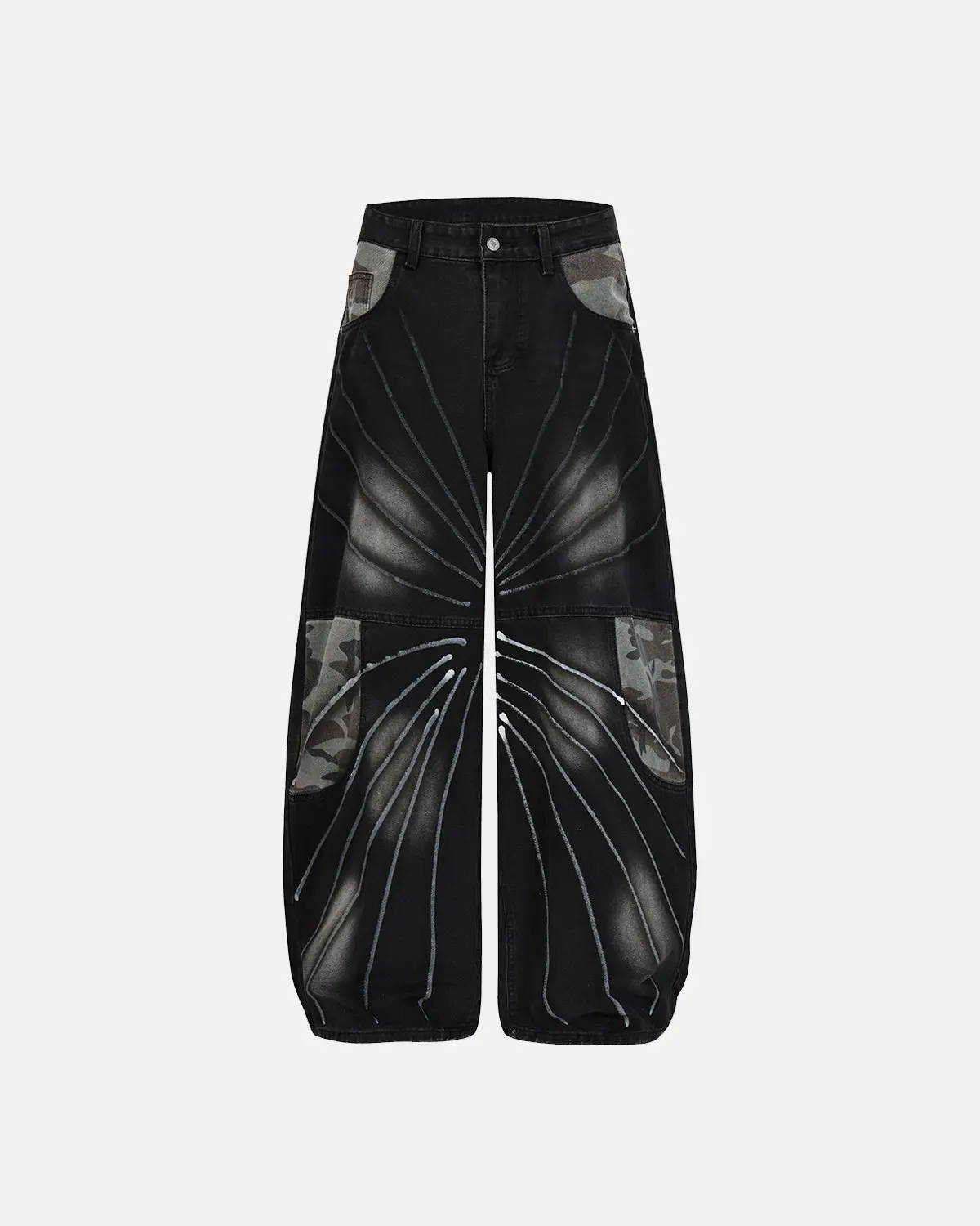 Spray Graphic Camo Barrel Jeans | Inflation Streetwear - Image 4