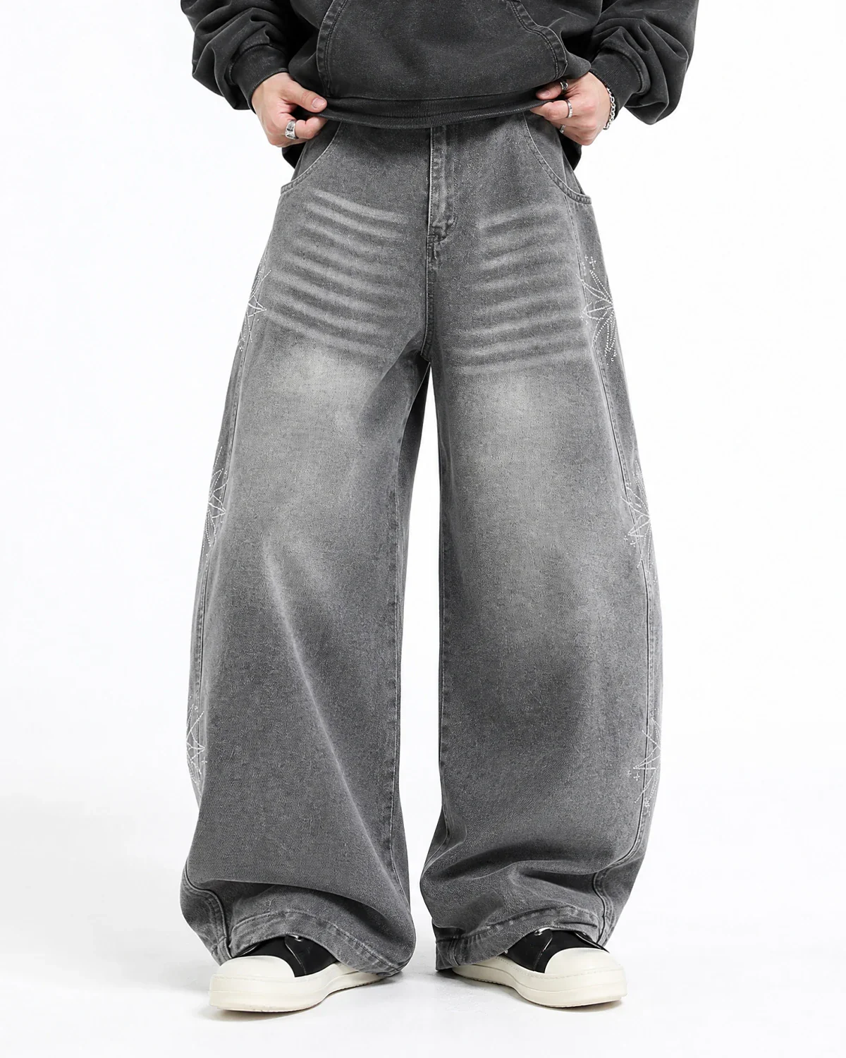 Star Graphic Rhinestone Barrel Baggy Jeans | Inflation Streetewear - Image 5