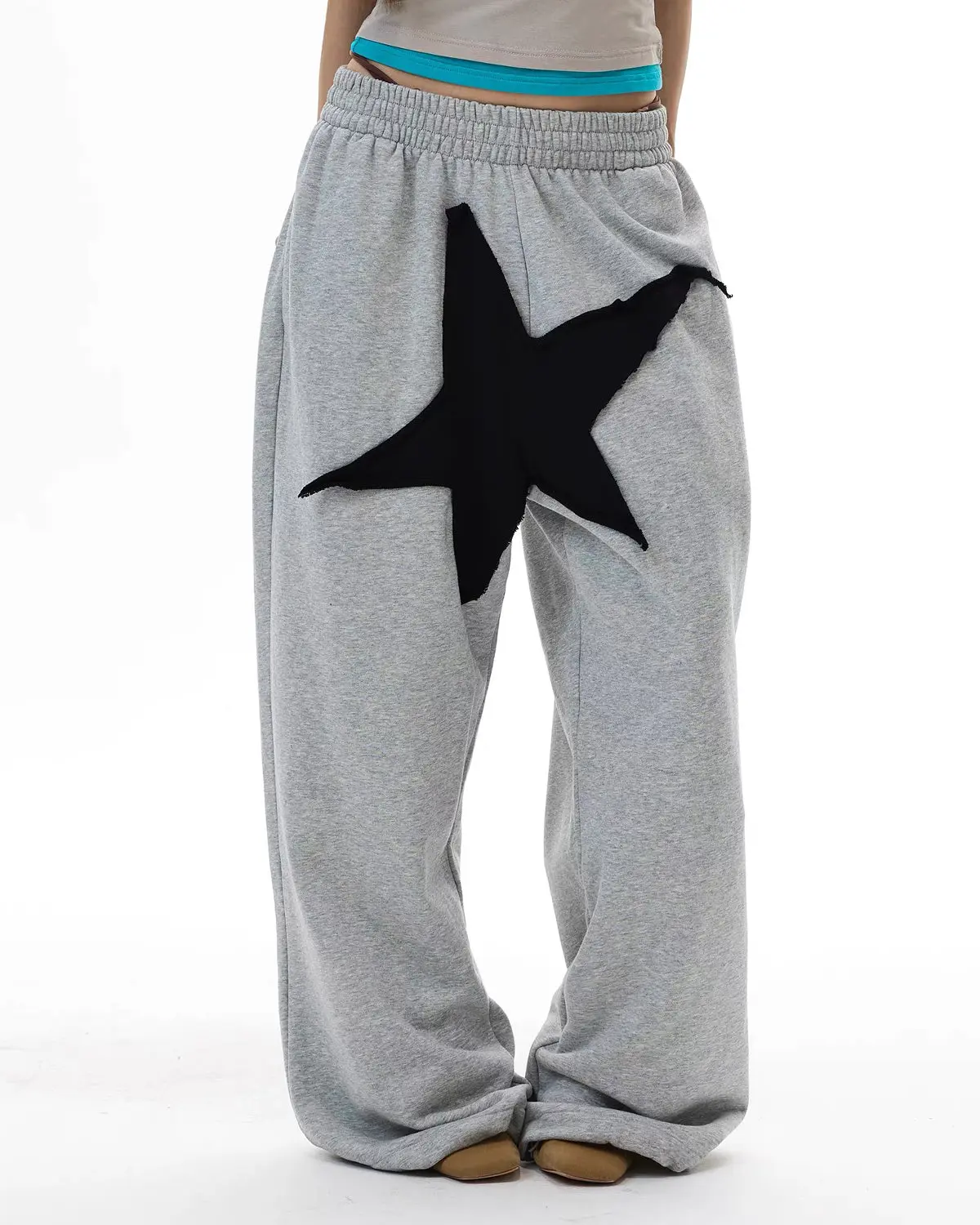 Star Patch Baggy Wide-Leg Sweatpants | Inflation Streetwear - Image 3