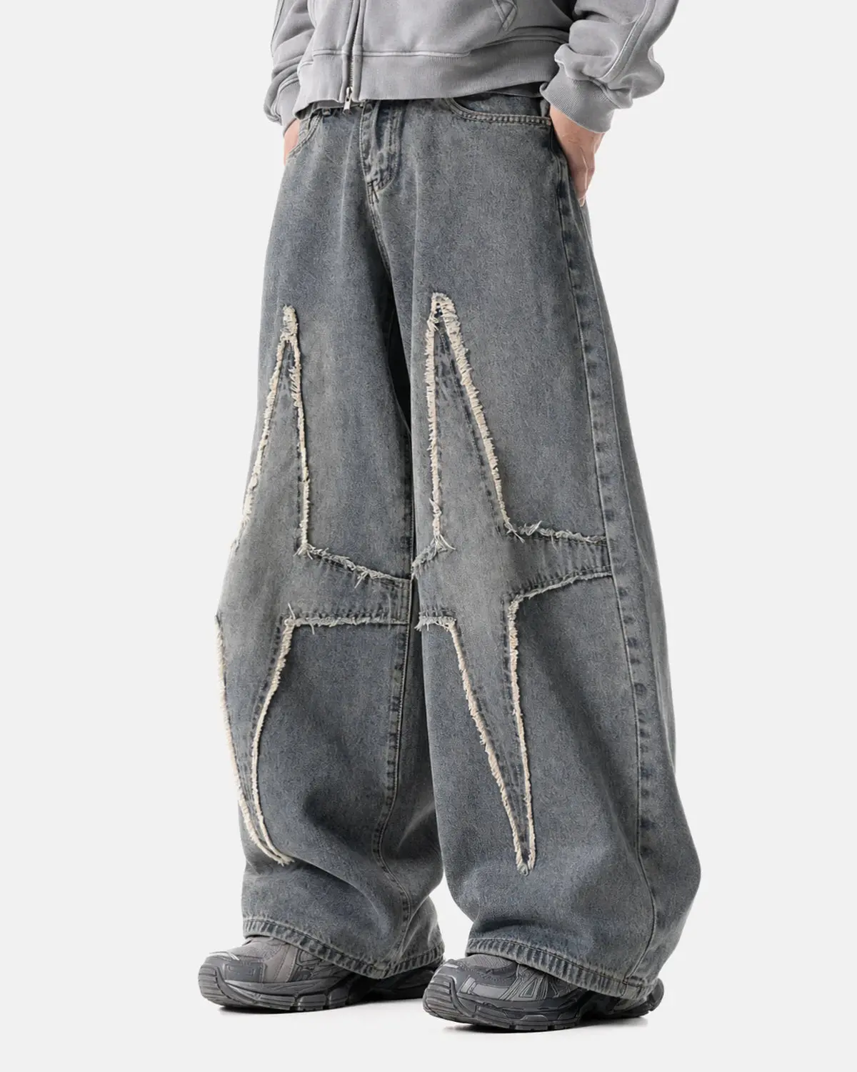 Star Patched Baggy Jeans | Inflation Streetwear - Image 2