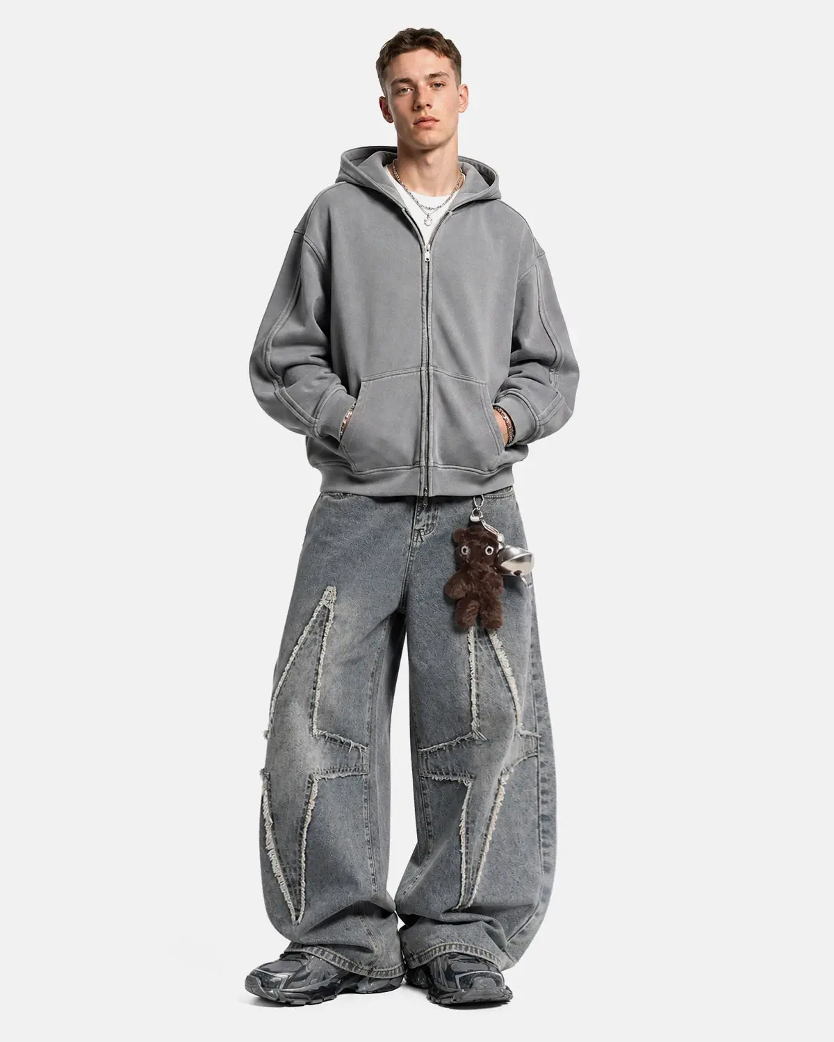 Star Patched Baggy Jeans | Inflation Streetwear - Image 3