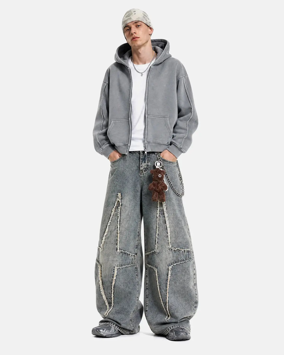 Star Patched Baggy Jeans | Inflation Streetwear - Image 4