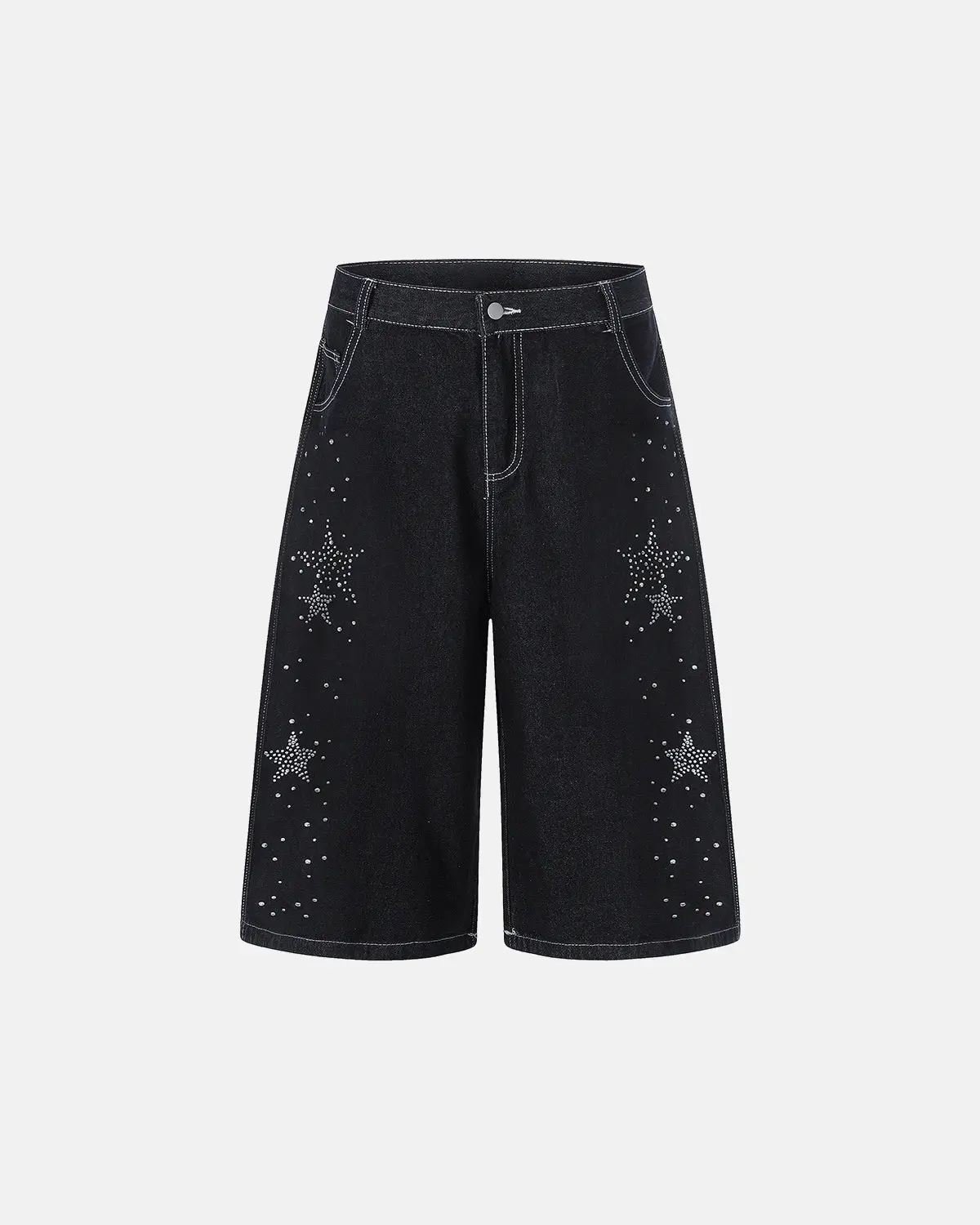 Star Rhinestone Denim Shorts | Inflation Streetwear