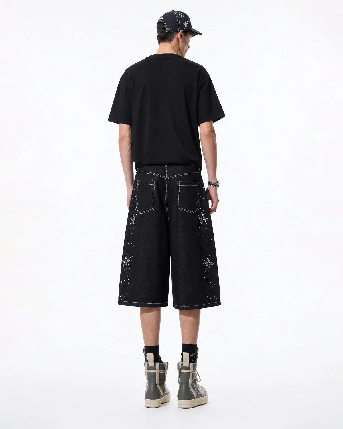 Star Rhinestone Denim Shorts | Inflation Streetwear - Image 4