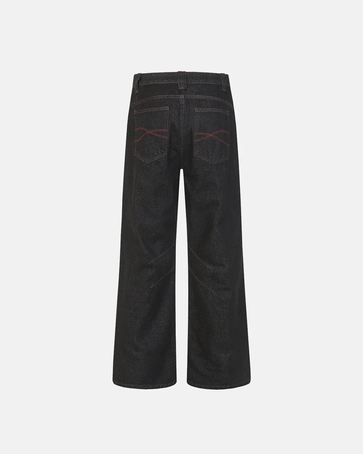 Stitching Deconstructed Raw Bootcut Jeans | Inflation Streetwear - Image 2