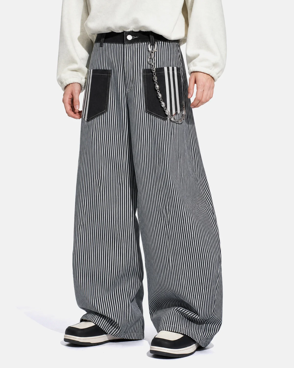 Striped Patch Pocket Baggy Jeans | Inflation Streetwear - Image 2