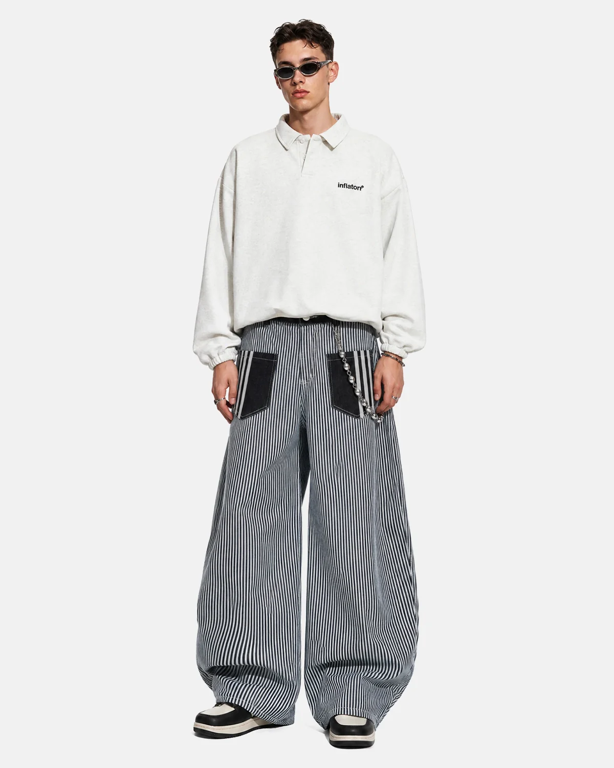 Striped Patch Pocket Baggy Jeans | Inflation Streetwear - Image 3