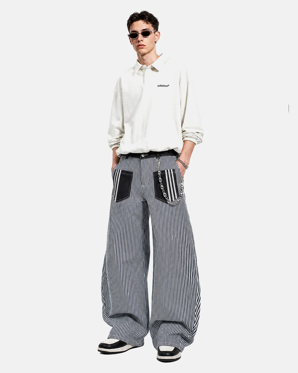 Striped Patch Pocket Baggy Jeans | Inflation Streetwear - Image 4