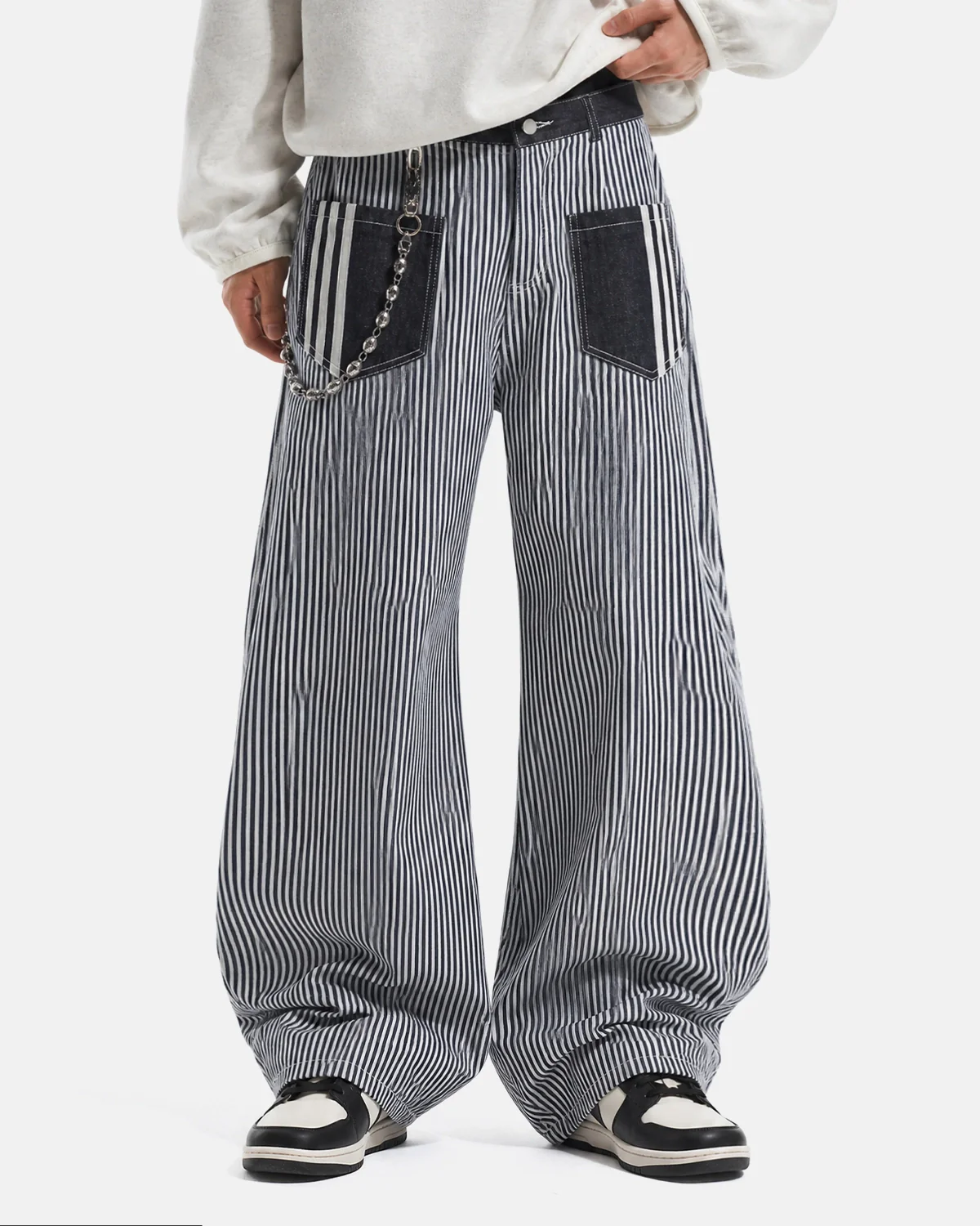 Striped Patch Pocket Baggy Jeans | Inflation Streetwear - Image 5