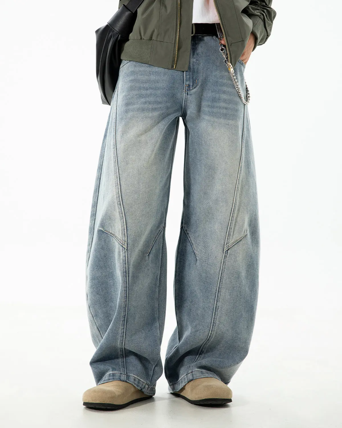 Curved Seam Deconstructed Barrel Jeans | Inflation Streetwear - Image 5