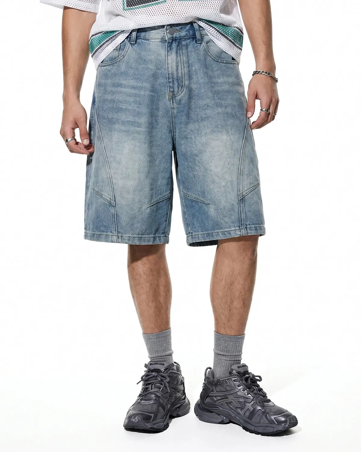 Structured Washed Denim Shorts | Inflation Streetwear - Image 7