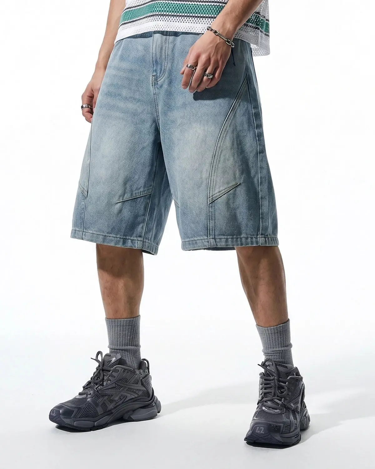 Structured Washed Denim Shorts | Inflation Streetwear - Image 8