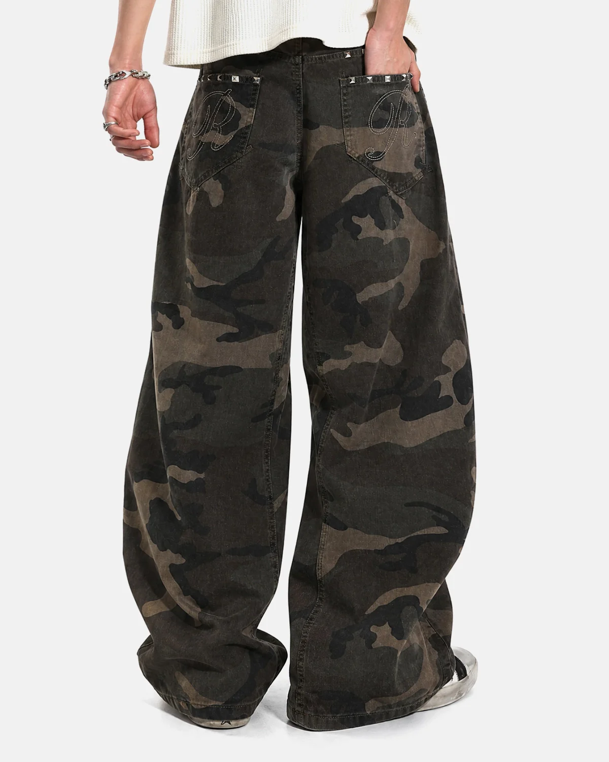 Studded Camo Barrel Jeans | Inflation Streetwear - Image 2