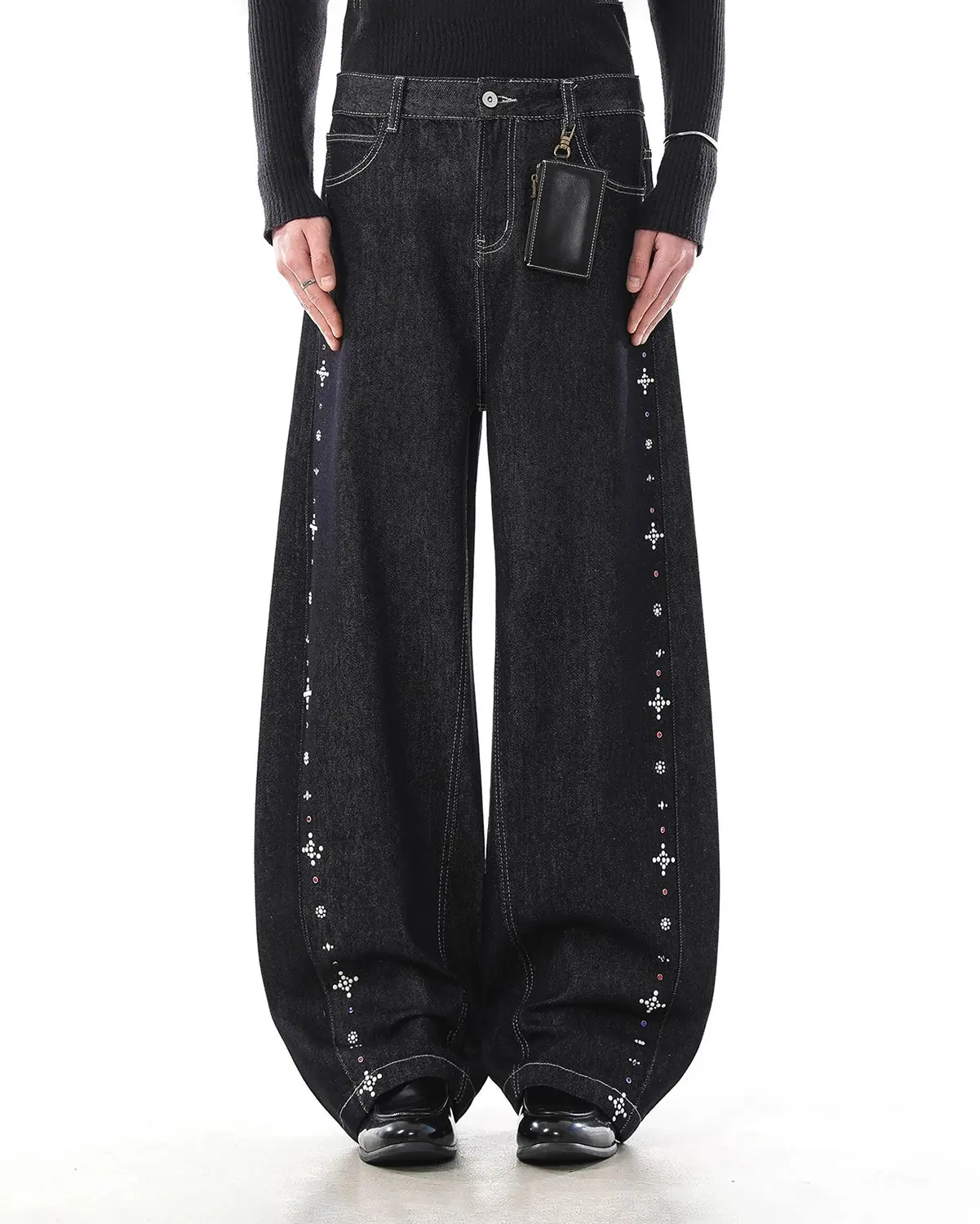 Studded Rhinestone Baggy Denim Jeans | Inflation Streetwear