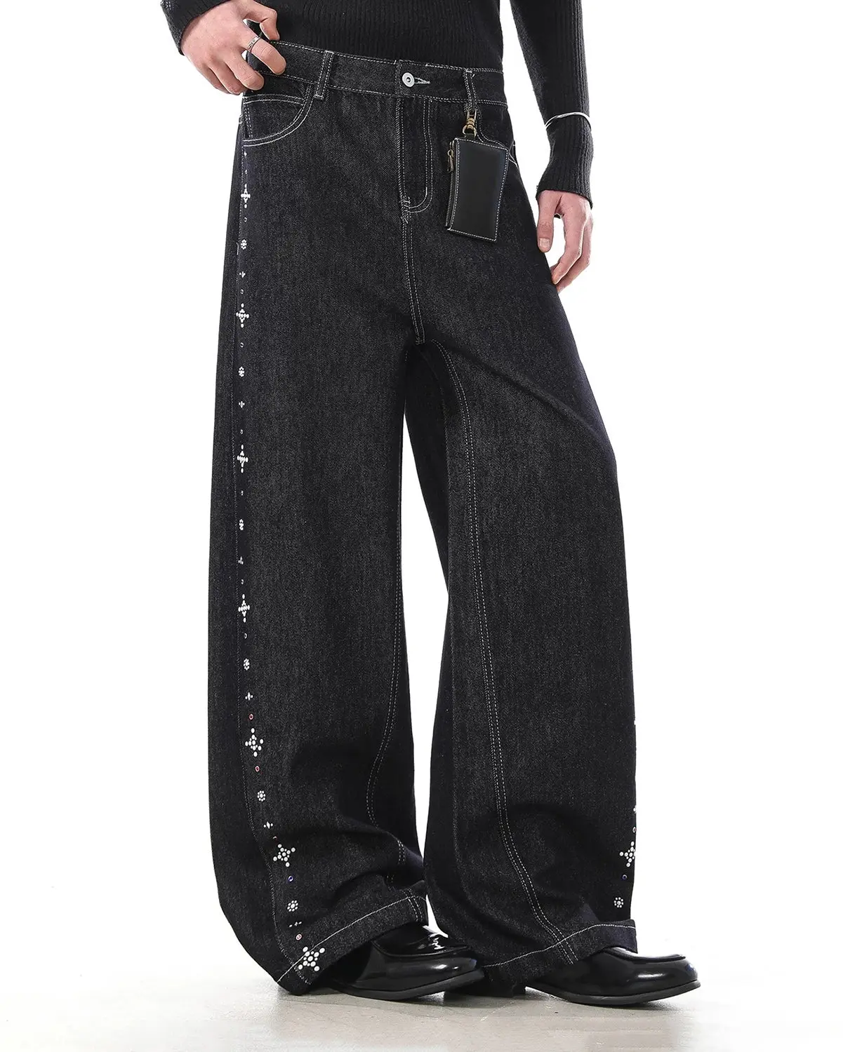 Studded Rhinestone Baggy Denim Jeans | Inflation Streetwear - Image 2