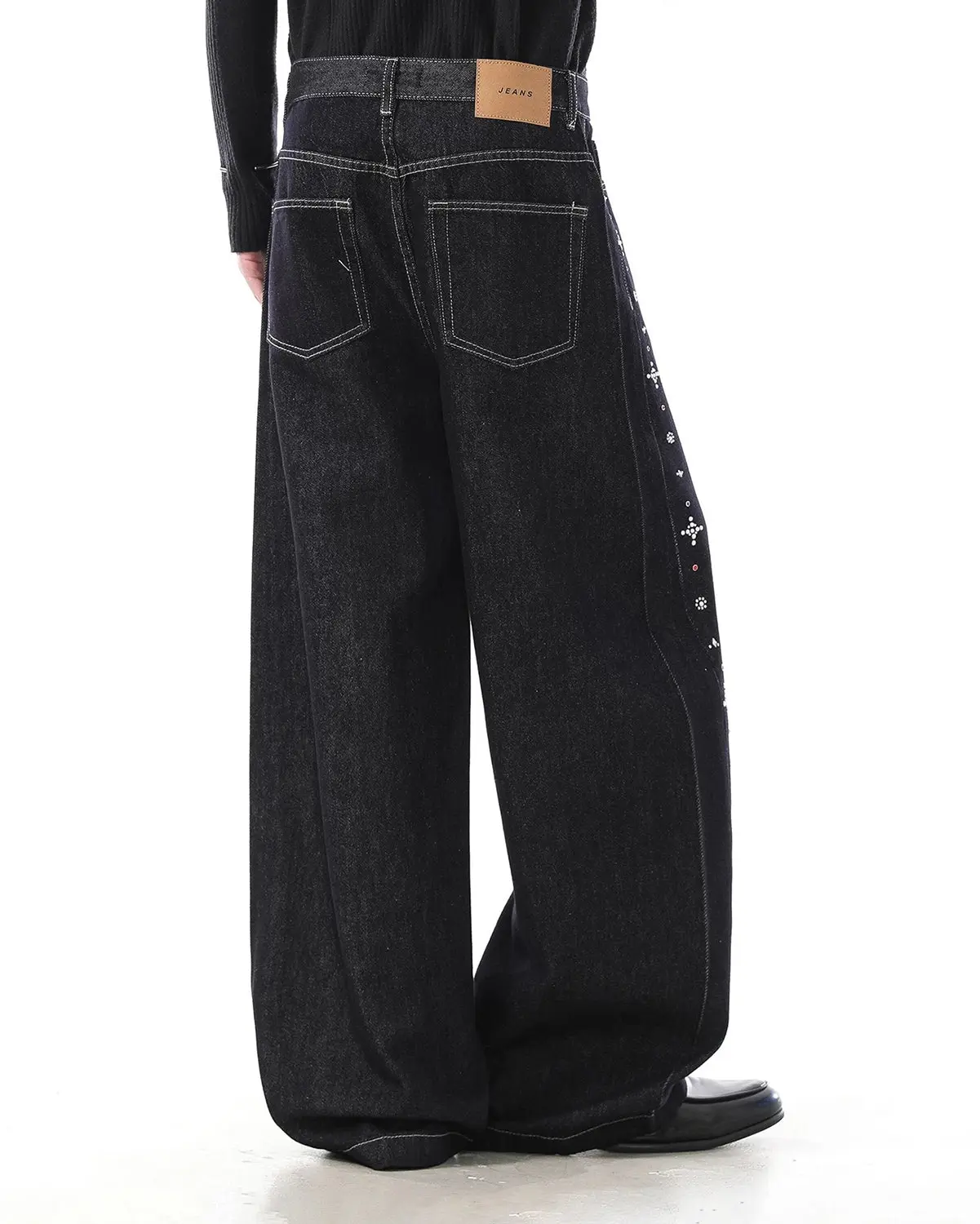 Studded Rhinestone Baggy Denim Jeans | Inflation Streetwear - Image 3
