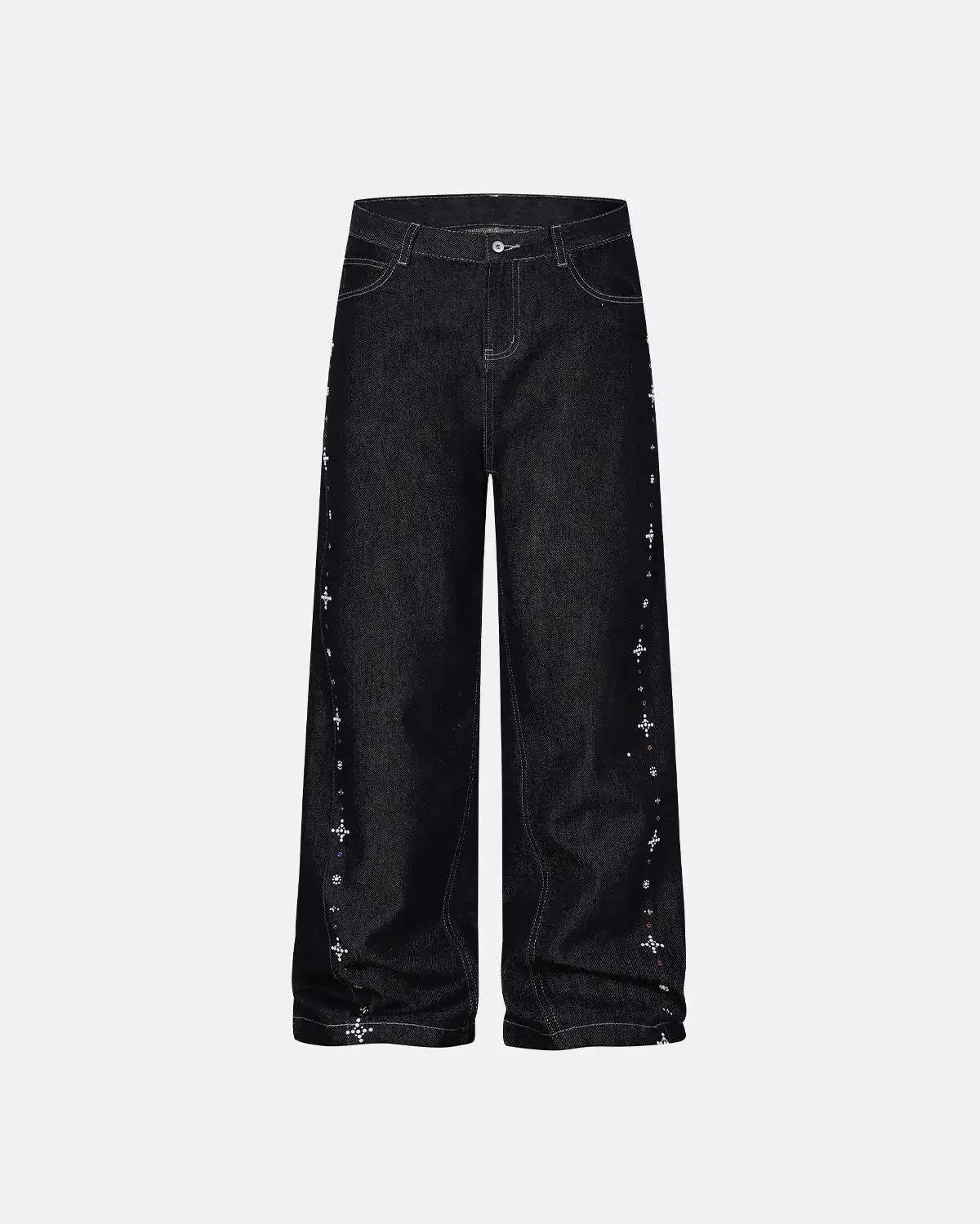 Studded Rhinestone Baggy Denim Jeans | Inflation Streetwear - Image 6