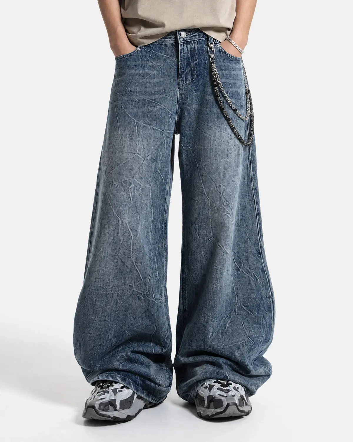 Textured Wash Baggy Jeans | Inflation Streetwear - Image 2