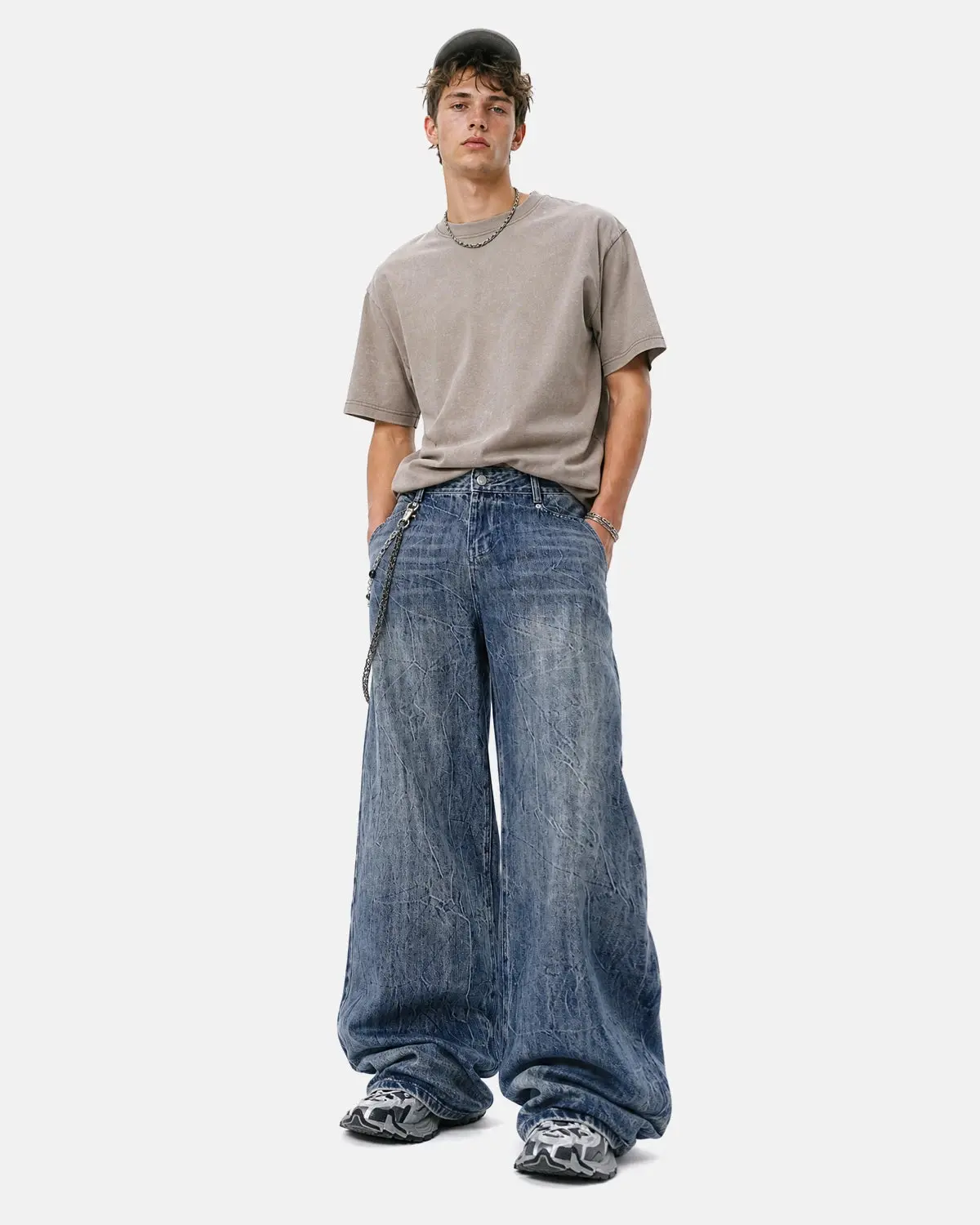 Textured Wash Baggy Jeans | Inflation Streetwear - Image 3