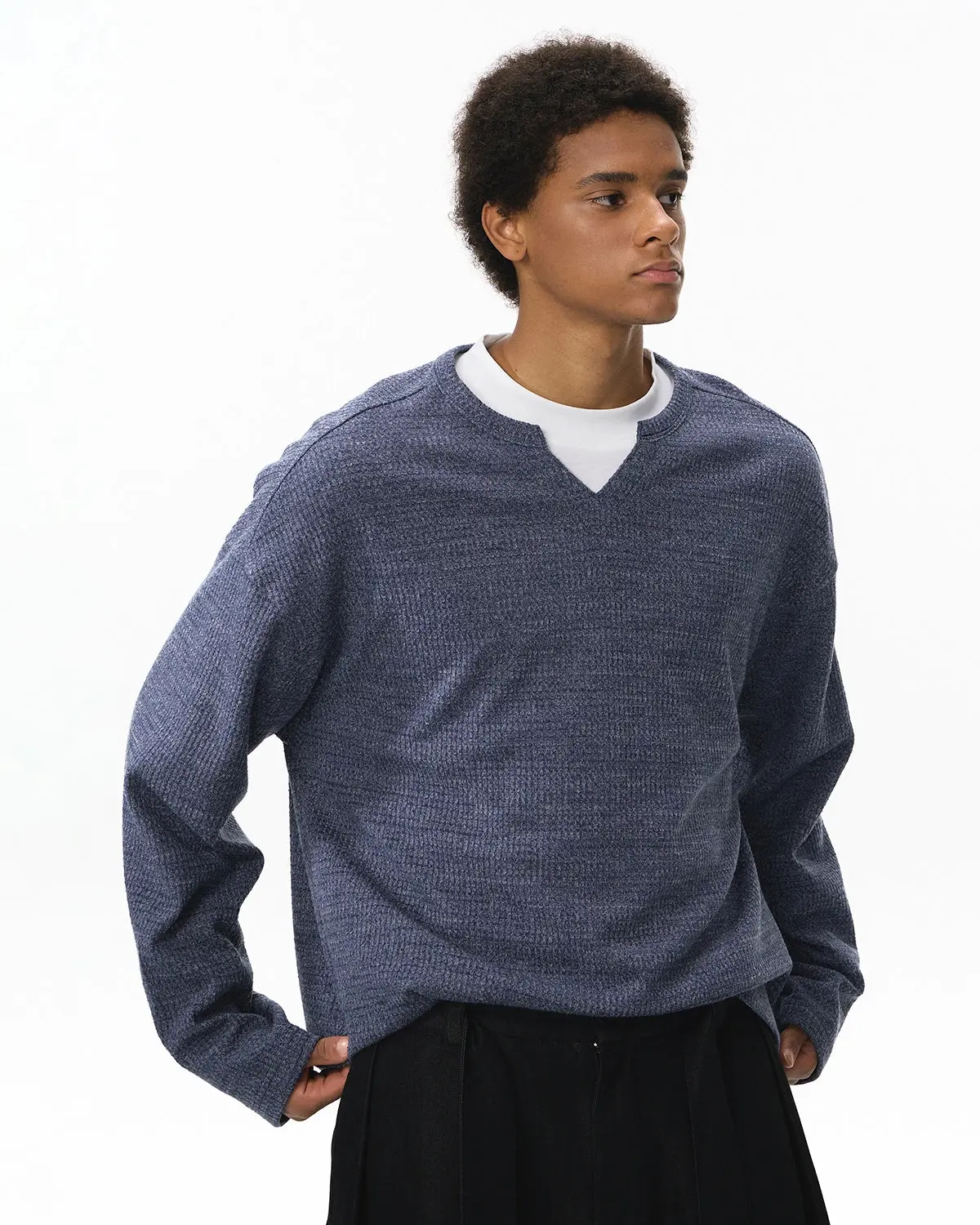 V-neck Long Sleeve Waffle Tees | Inflation Streetwear - Image 8
