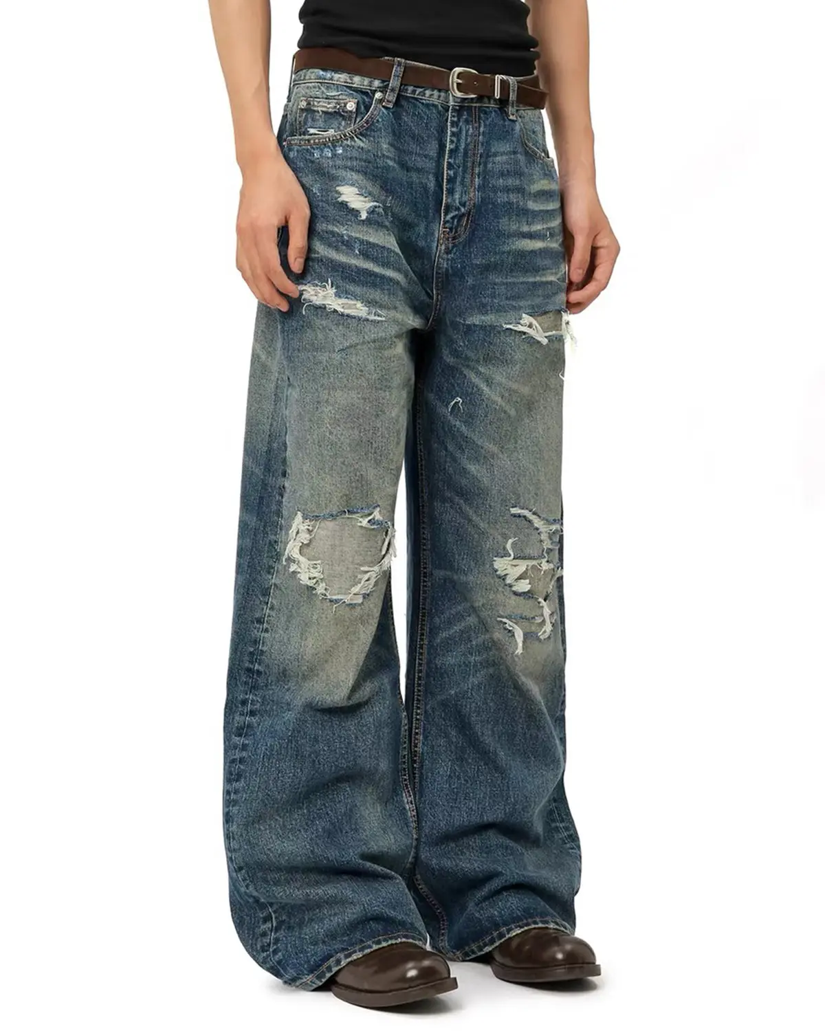Vintage Distressed Baggy Jeans | Inflation Streetwear - Image 4