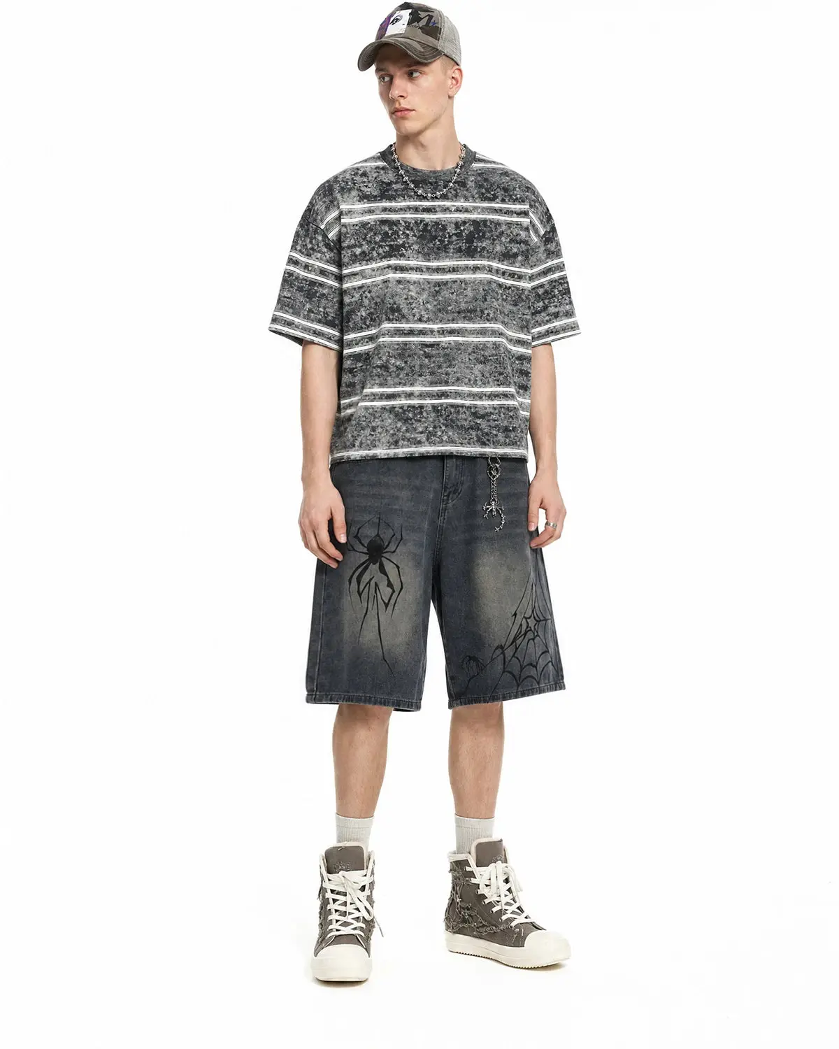 Vintage Washed Striped Boxy T-Shirt | Inflation Streetwear - Image 4