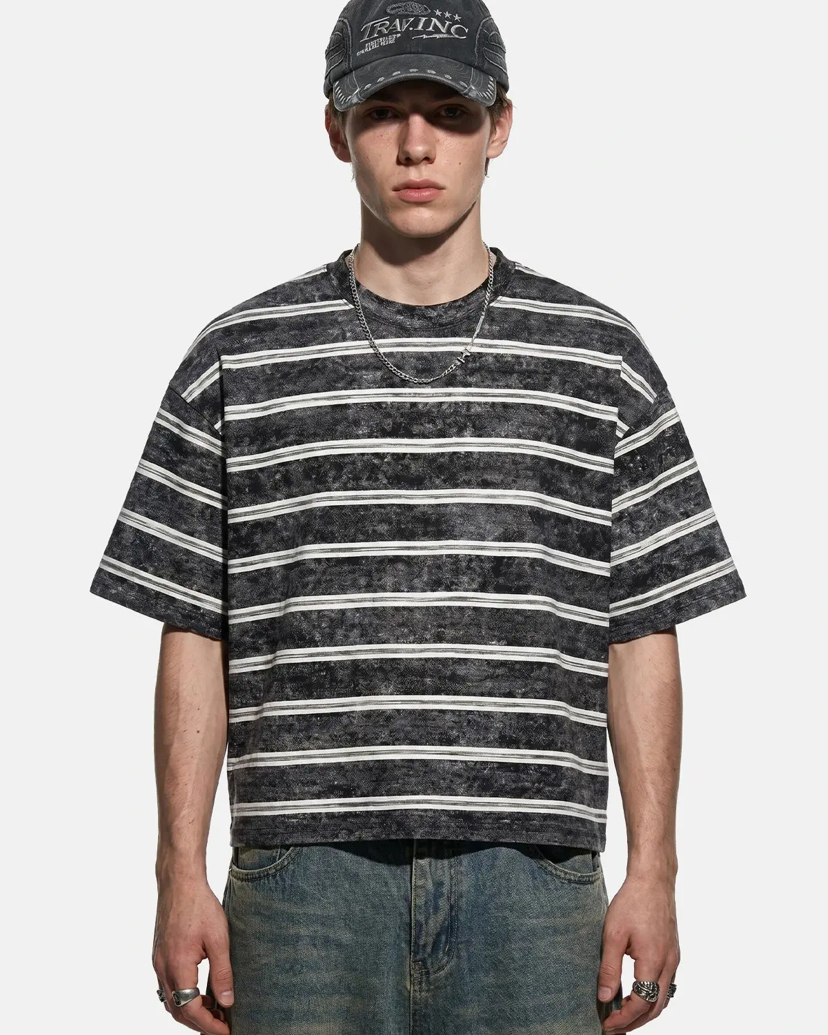 Vintage Washed Striped Boxy T-Shirt | Inflation Streetwear - Image 6