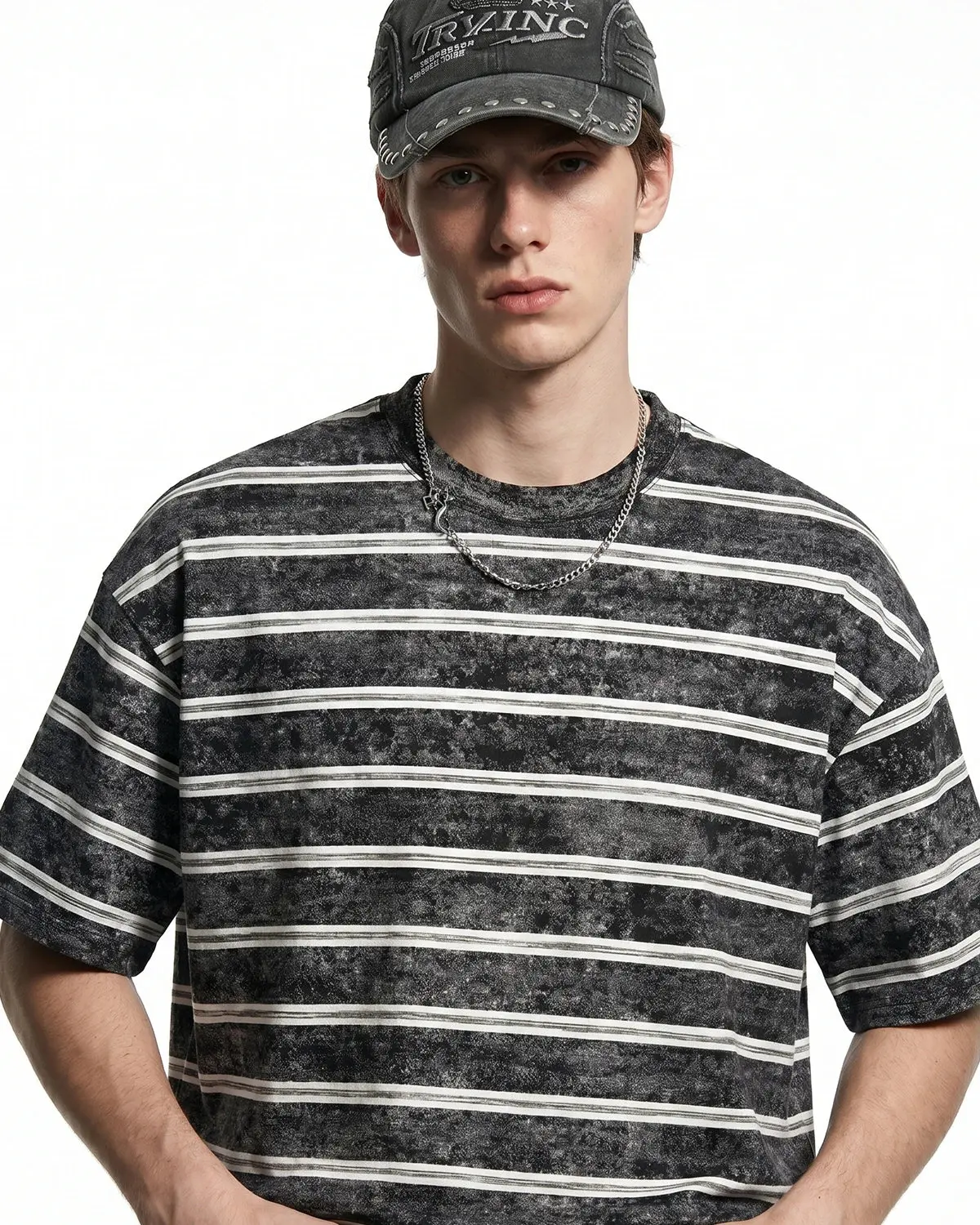 Vintage Washed Striped Boxy T-Shirt | Inflation Streetwear - Image 7