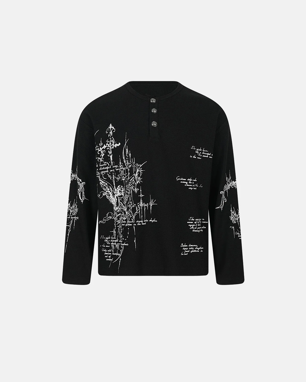 Graphic Henley Long Sleeve T-Shirt | Inflation Streetwear